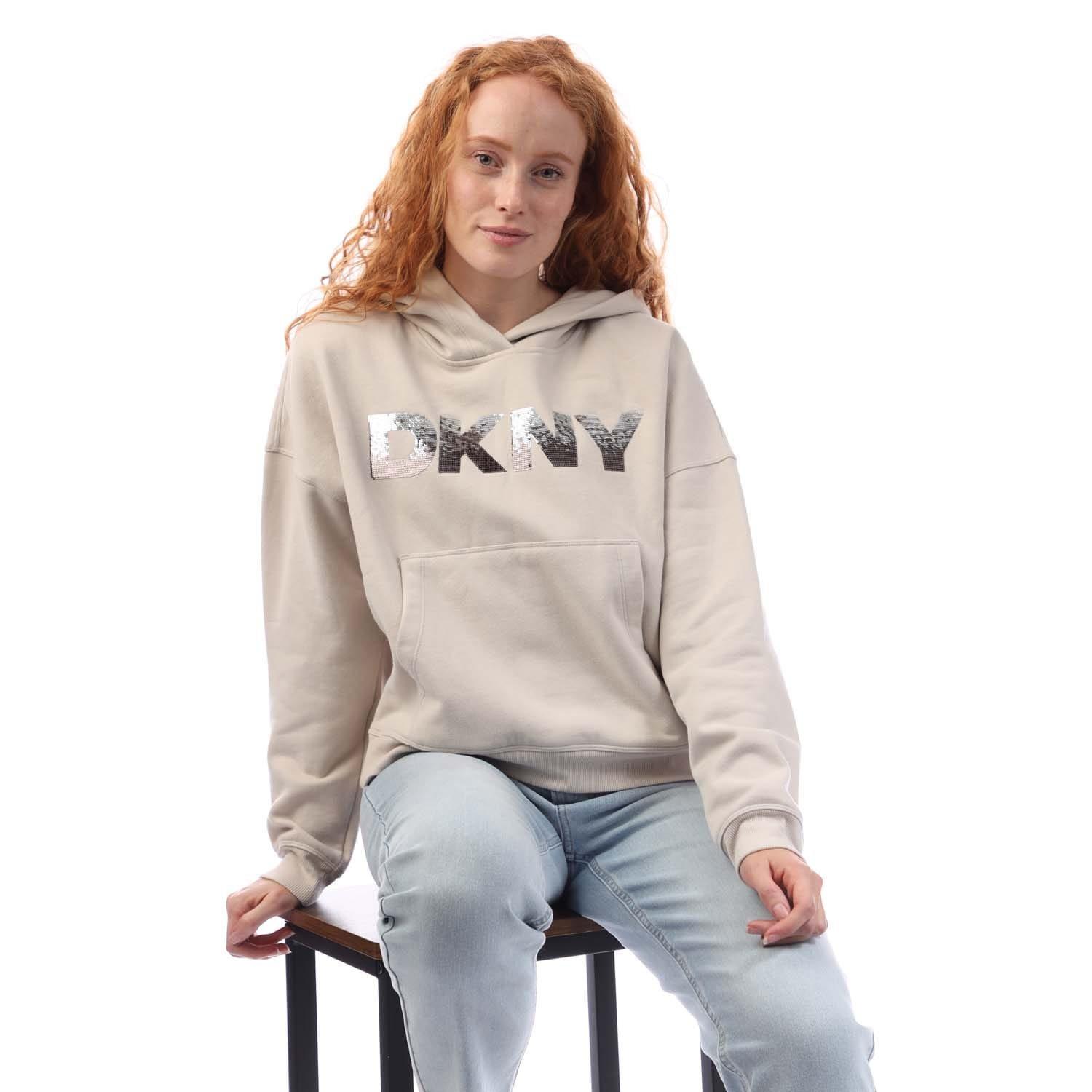 Beige - DKNY - Sequin Logo Hoody - 4