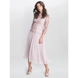 Gina Bacconi Philippa Midi Length Floral Lace Dress