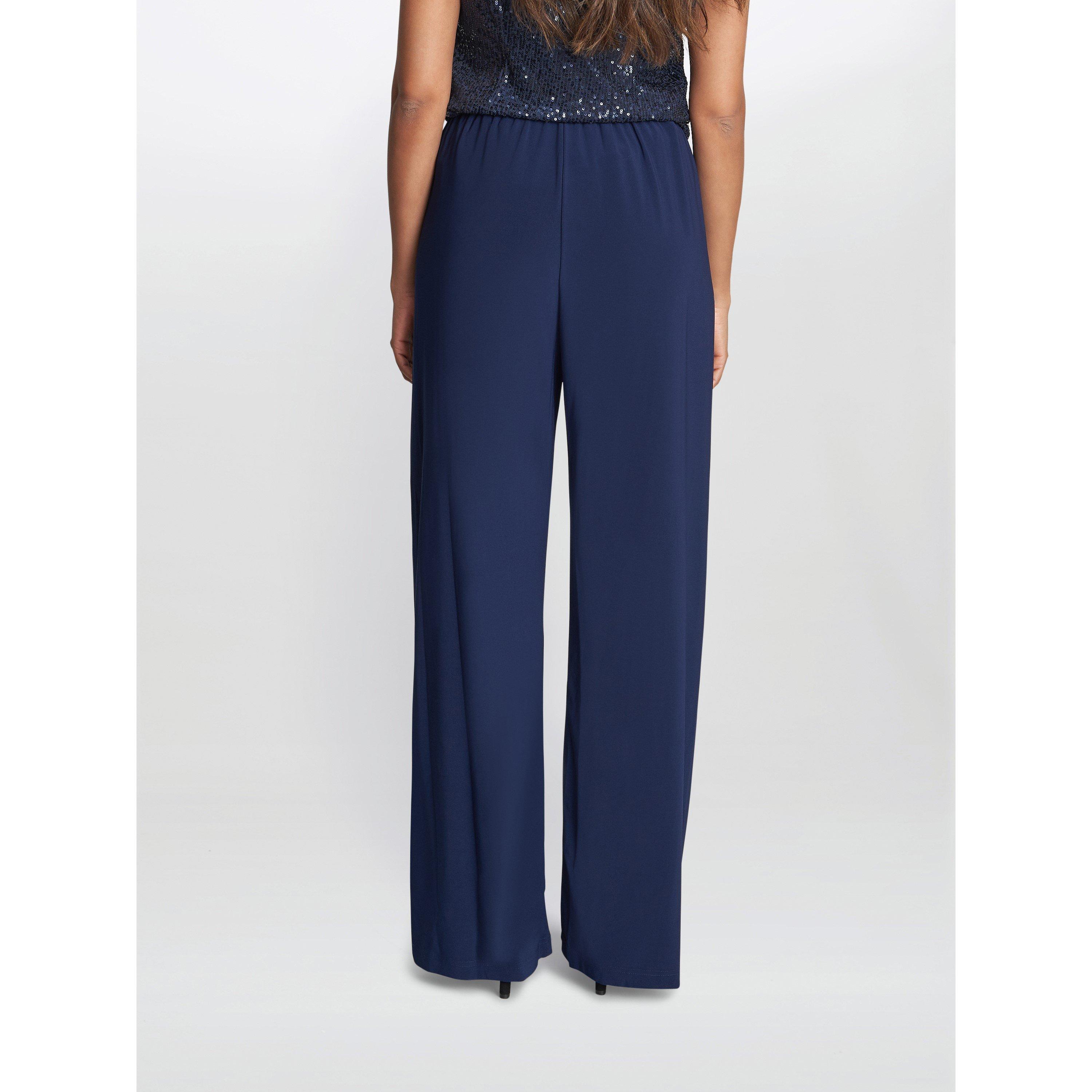 Dark Navy - Gina Bacconi - Sharlene Matte Jersey Straight Leg Trouser - 2