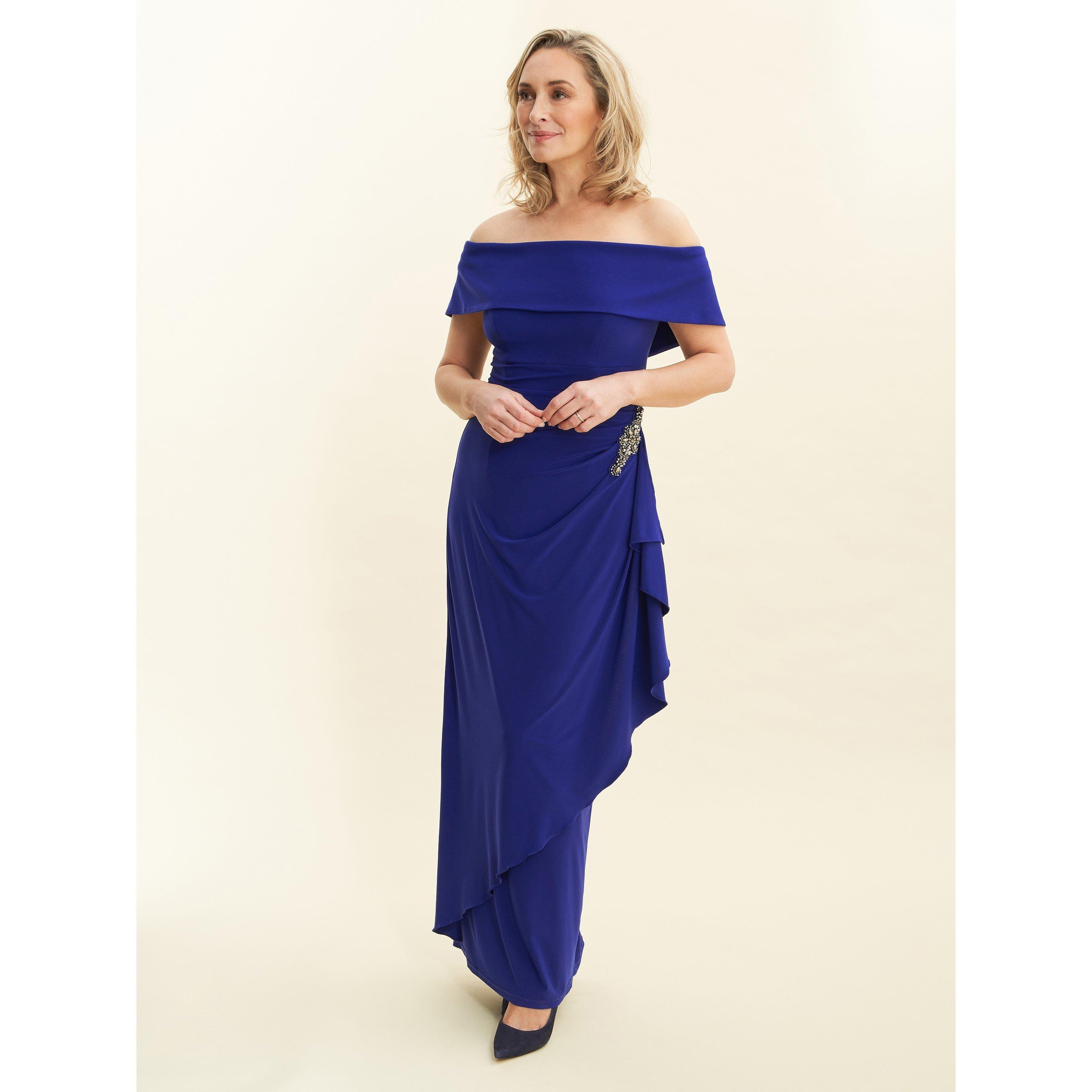 Royal - Gina Bacconi - Women's Gail Off-Shoulder Asymmetrical Party Maxi Dress - 3