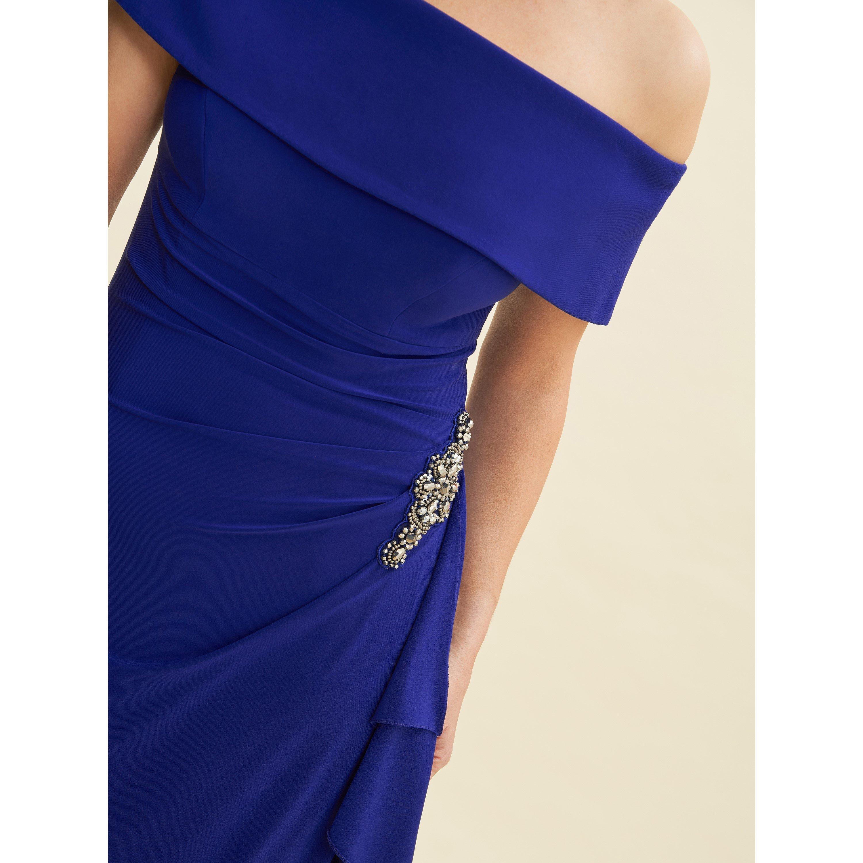 Royal - Gina Bacconi - Women's Gail Off-Shoulder Asymmetrical Party Maxi Dress - 5