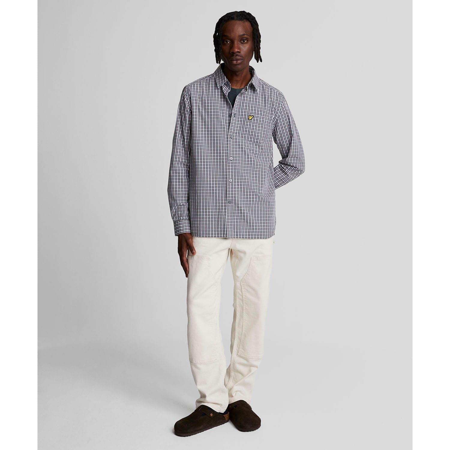 Blue - Lyle and Scott - Men's Checked Gingham Long-Sleeve Oxford Shirt - 2