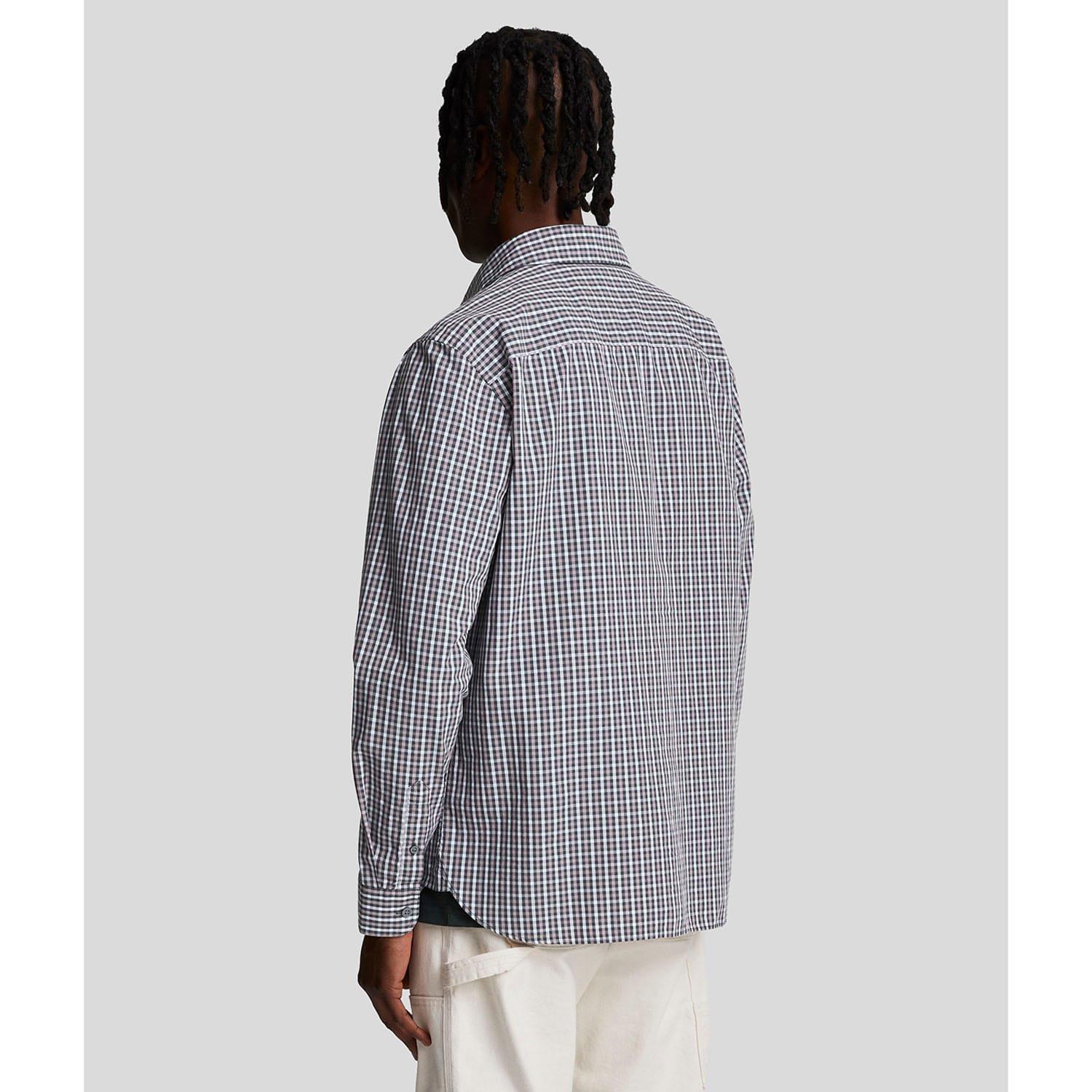 Blue - Lyle and Scott - Men's Checked Gingham Long-Sleeve Oxford Shirt - 3