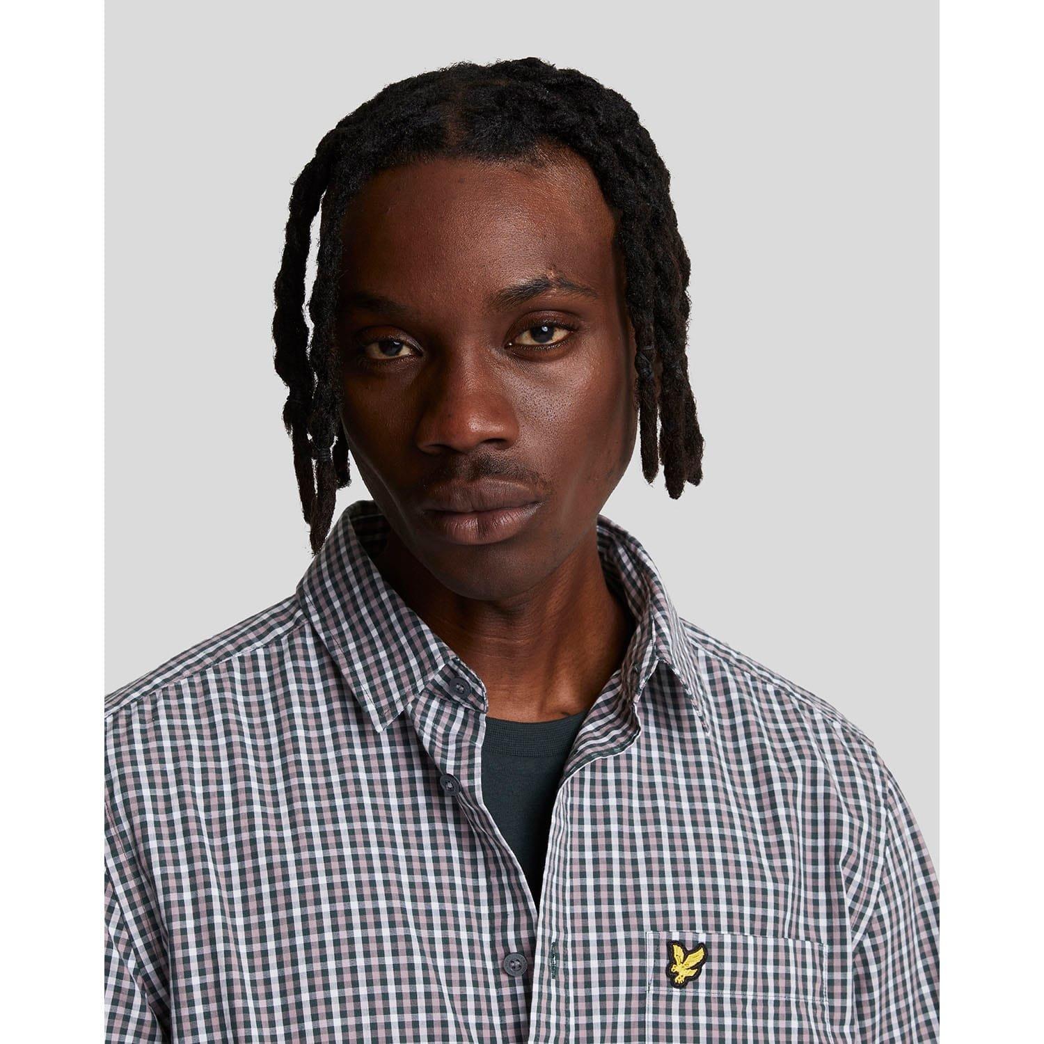 Blue - Lyle and Scott - Men's Checked Gingham Long-Sleeve Oxford Shirt - 4