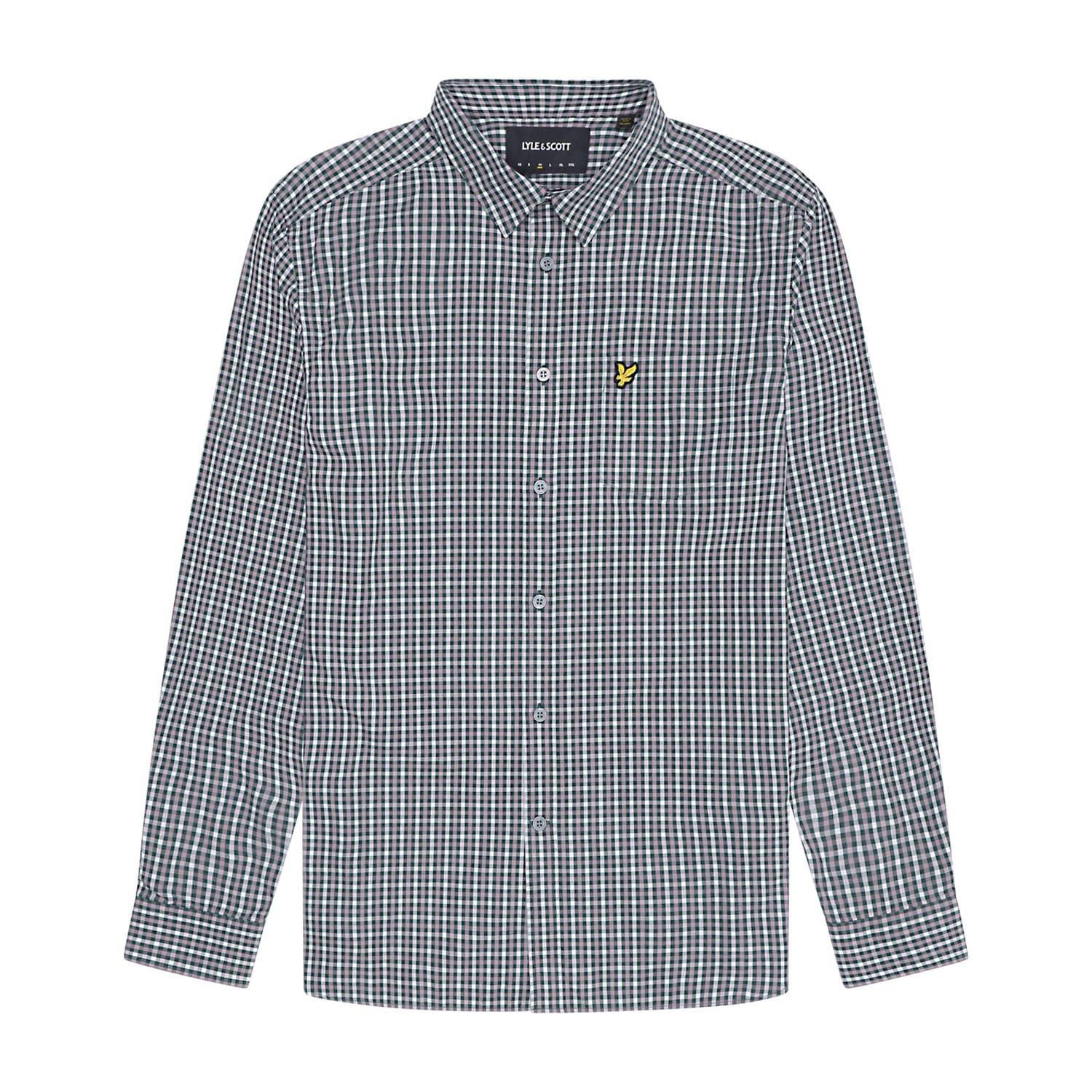 Blue - Lyle and Scott - Men's Checked Gingham Long-Sleeve Oxford Shirt - 5