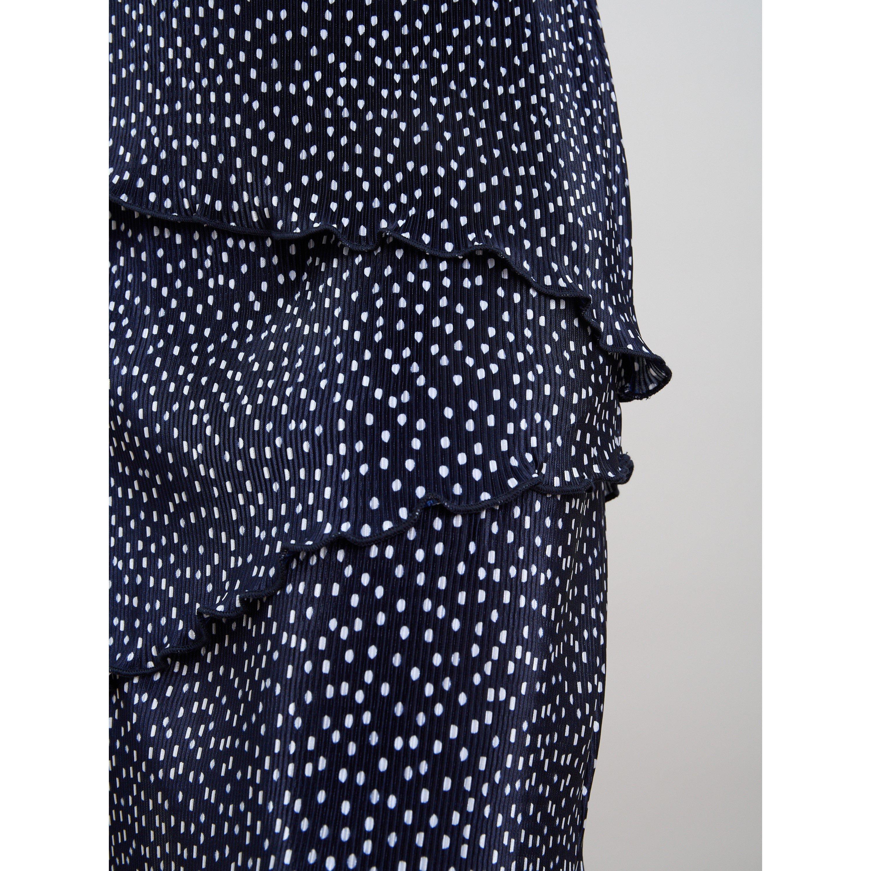 Navy / White - Gina Bacconi - Nakita Spot Plisse Mini Dress - 5