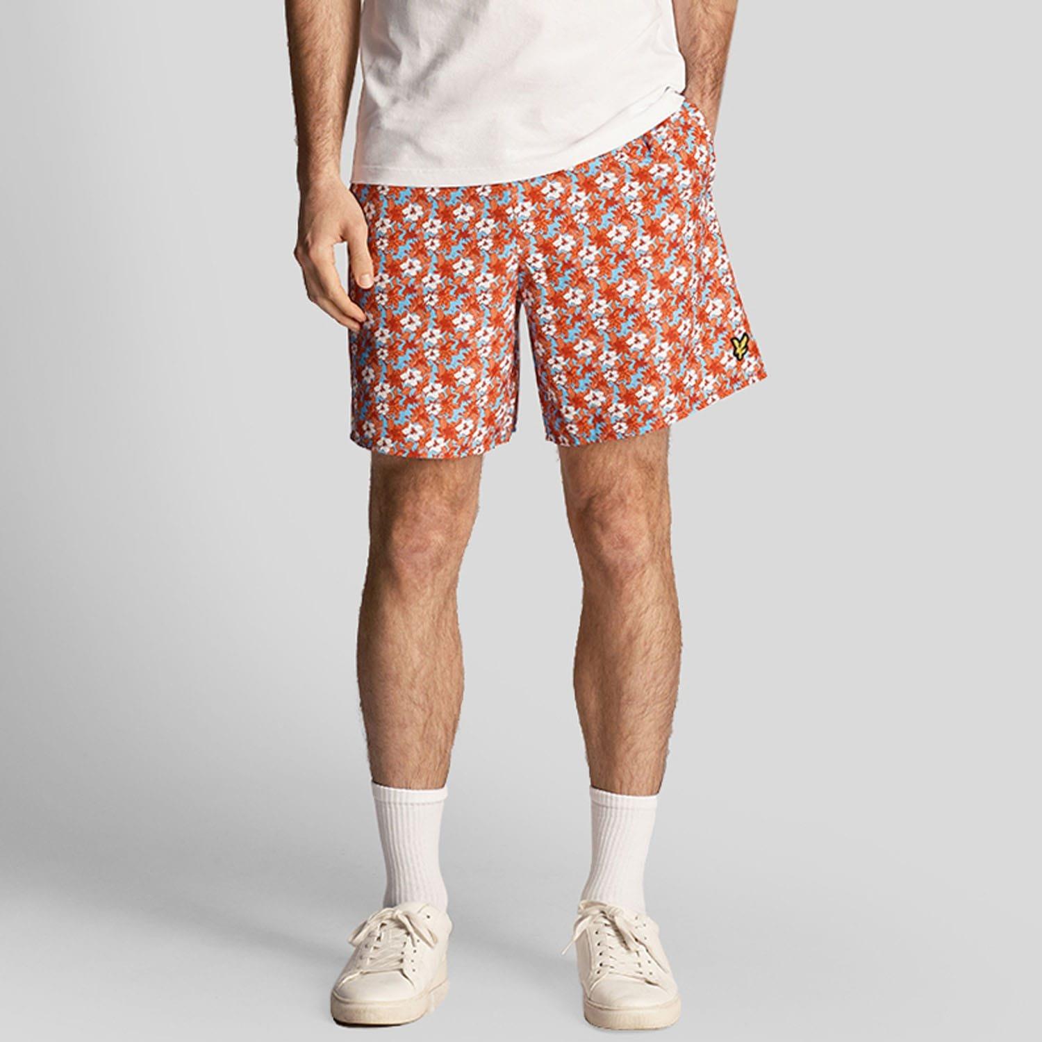 Orange - Lyle and Scott - Floral Print Resort Swim Shorts - 1