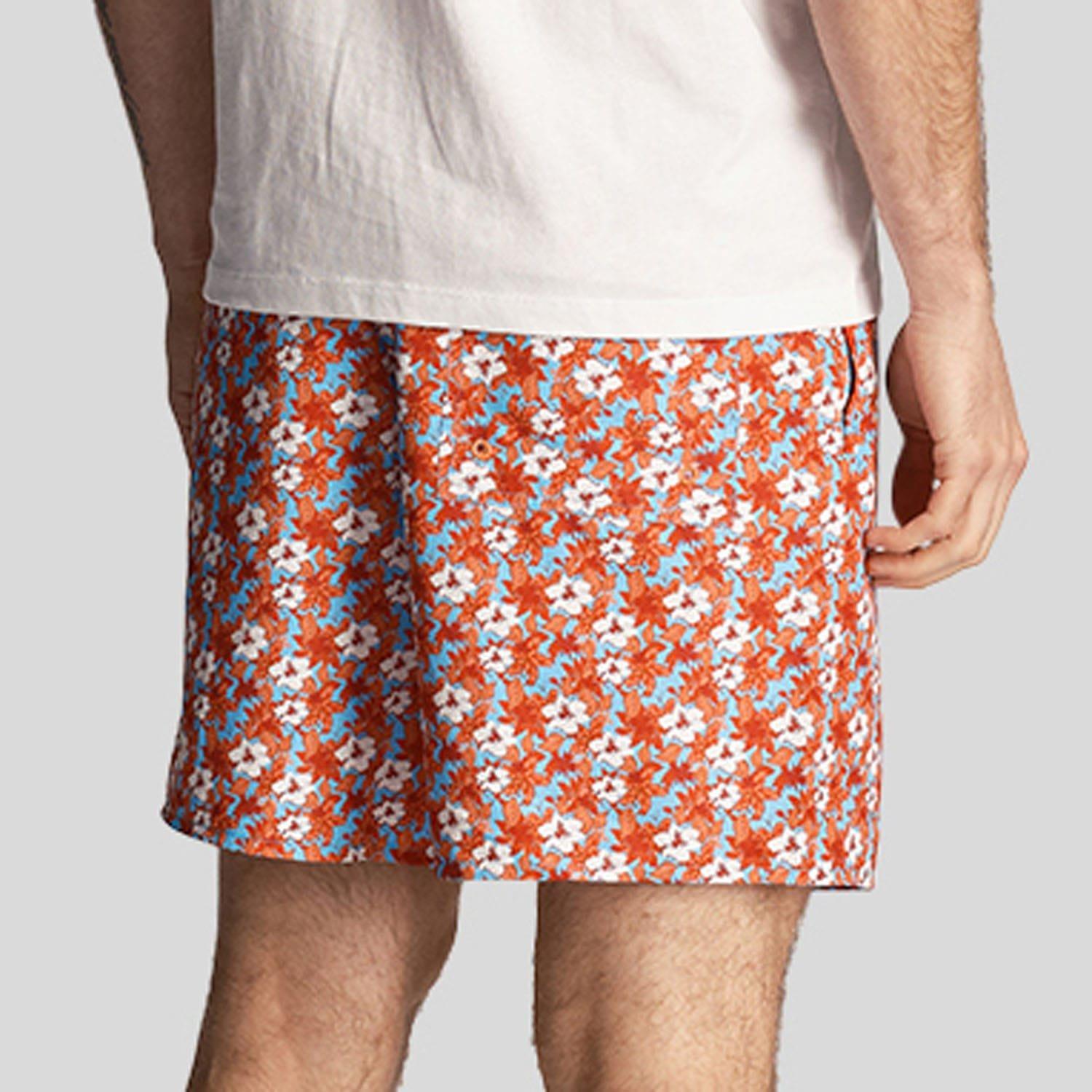 Orange - Lyle and Scott - Floral Print Resort Swim Shorts - 3