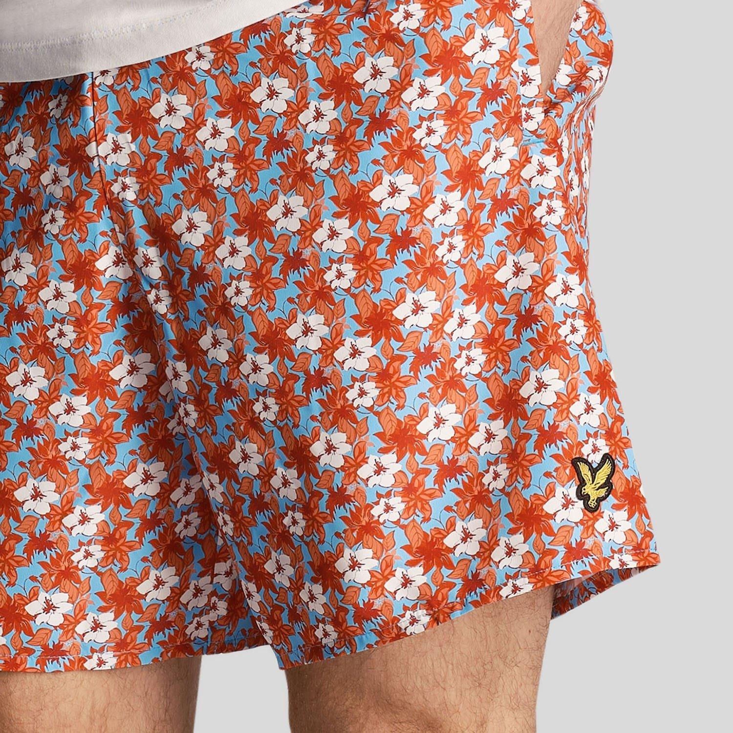Orange - Lyle and Scott - Floral Print Resort Swim Shorts - 4