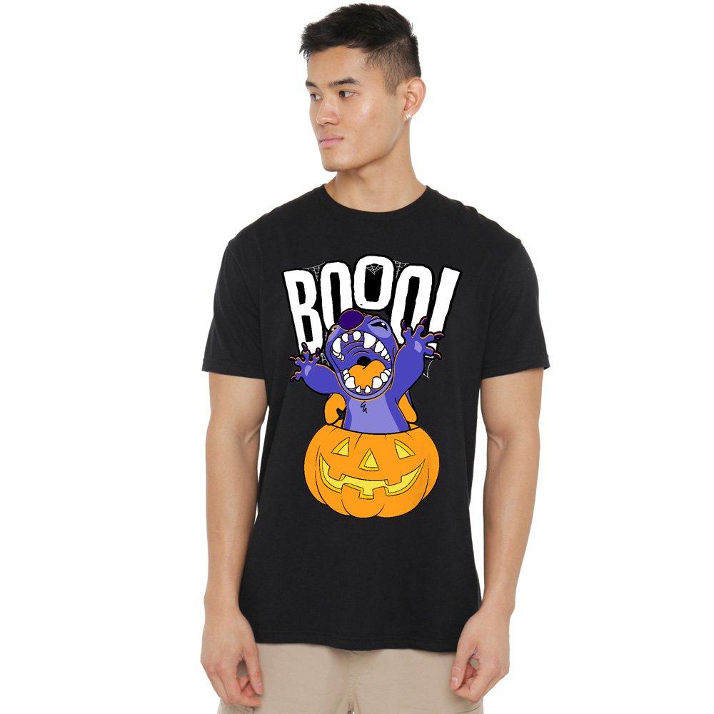 Black - Disney - Lilo & Stitch Laughing Pumpkin Mens T-Shirt Black - 1