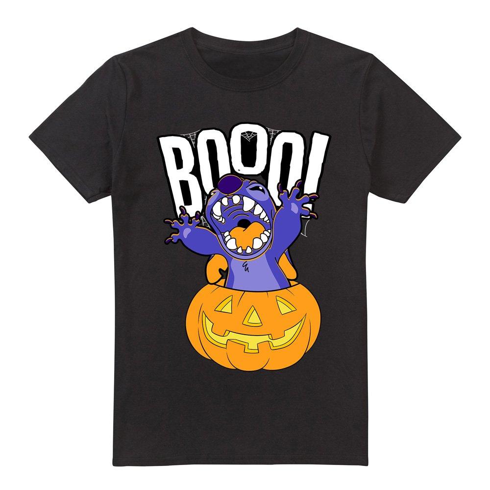 Black - Disney - Lilo & Stitch Laughing Pumpkin Mens T-Shirt Black - 4