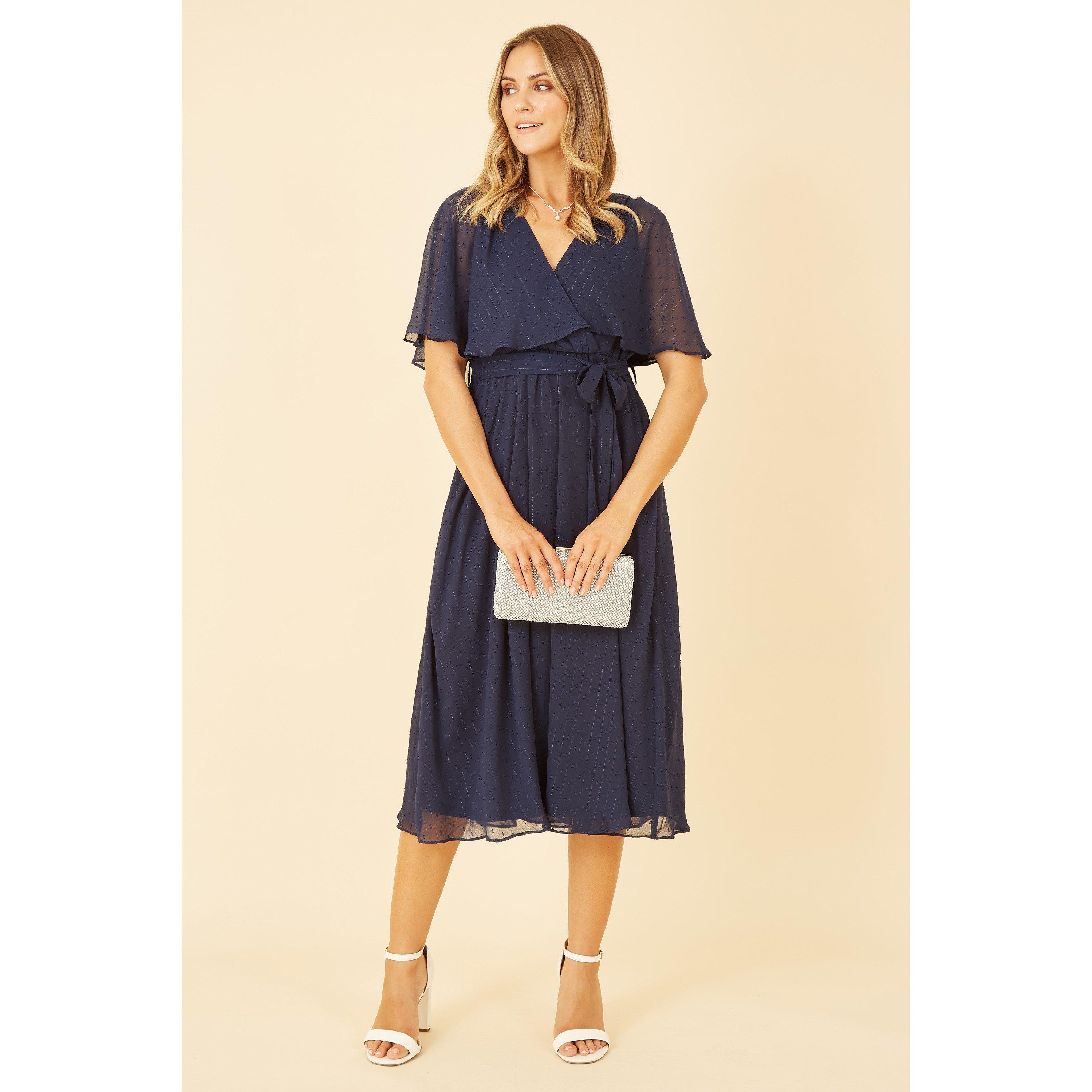 Navy - Yumi - Navy Wrap Midi Dress - 2