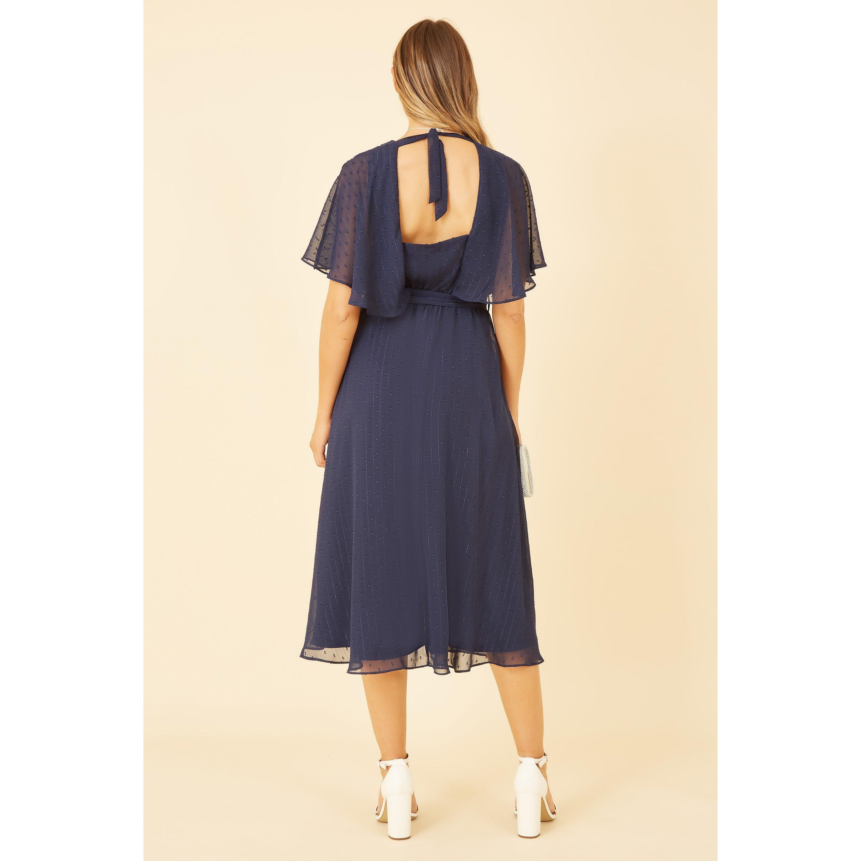 Navy - Yumi - Navy Wrap Midi Dress - 3