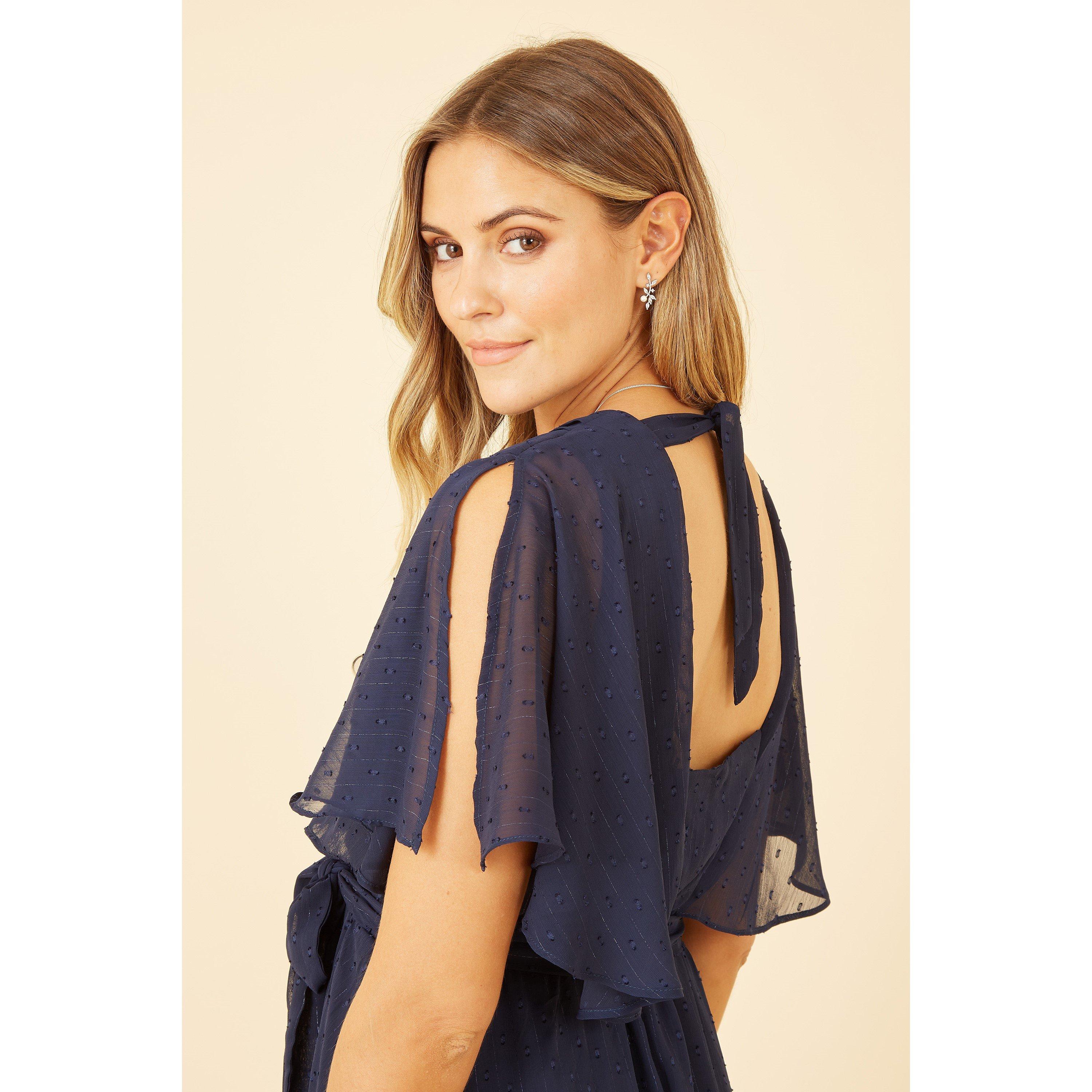 Navy - Yumi - Navy Wrap Midi Dress - 4