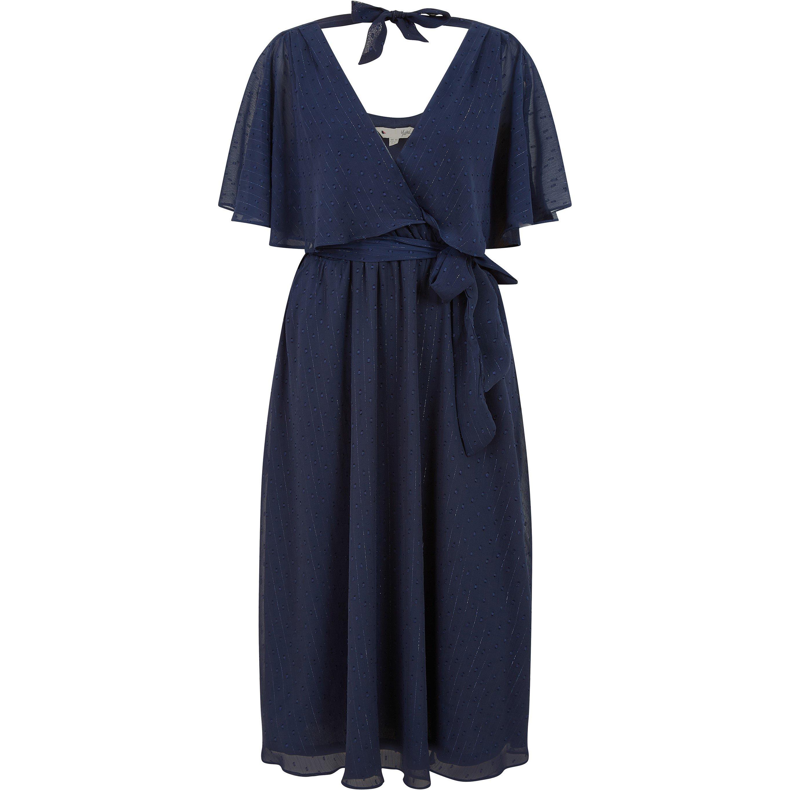 Navy - Yumi - Navy Wrap Midi Dress - 5
