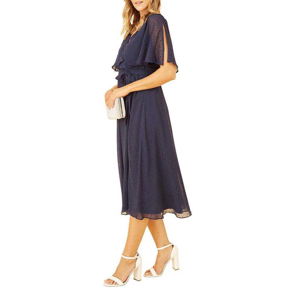 Navy - Yumi - Navy Wrap Midi Dress - 6