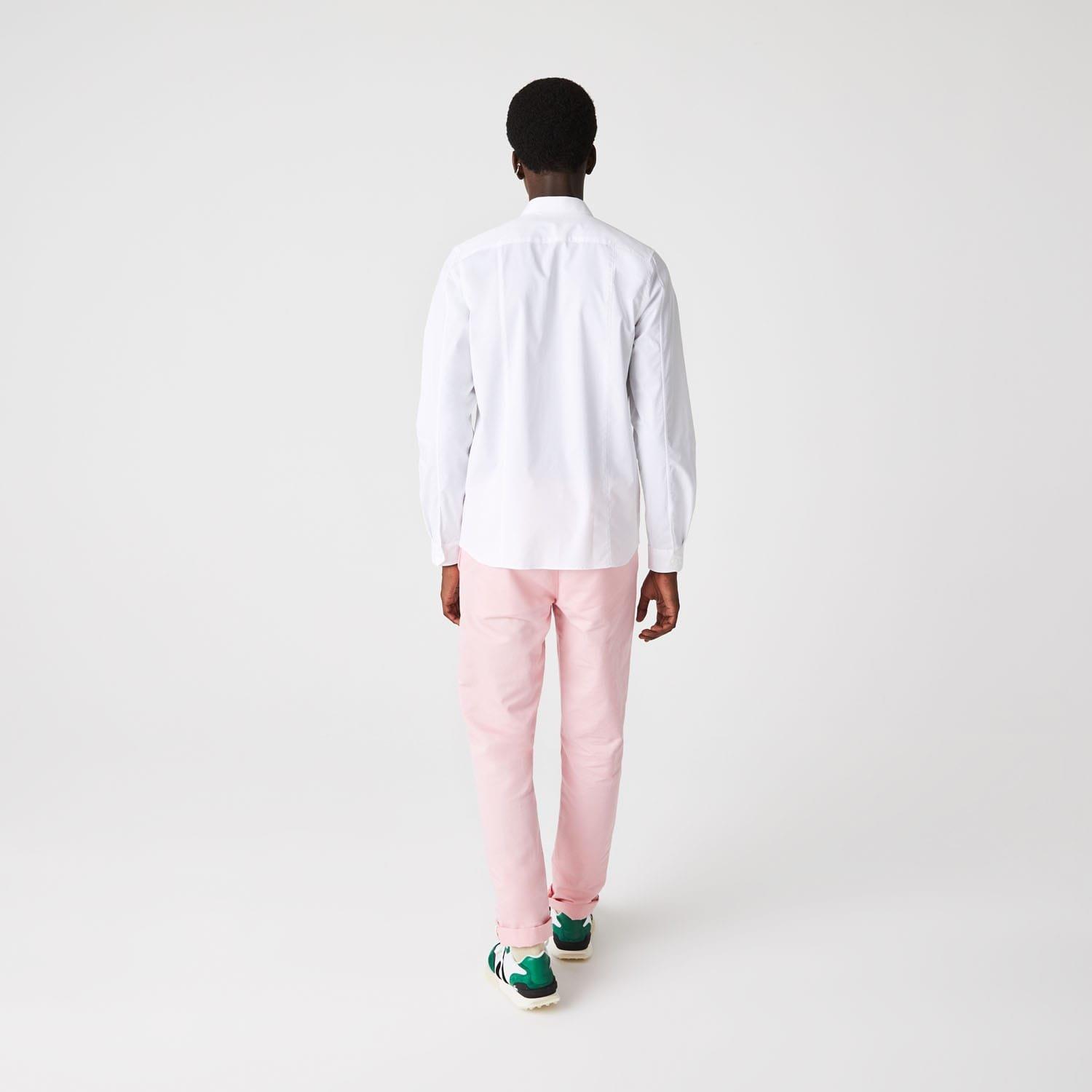 White - Lacoste - Slim Fit Concealed Placket Poplin Shirt - 3