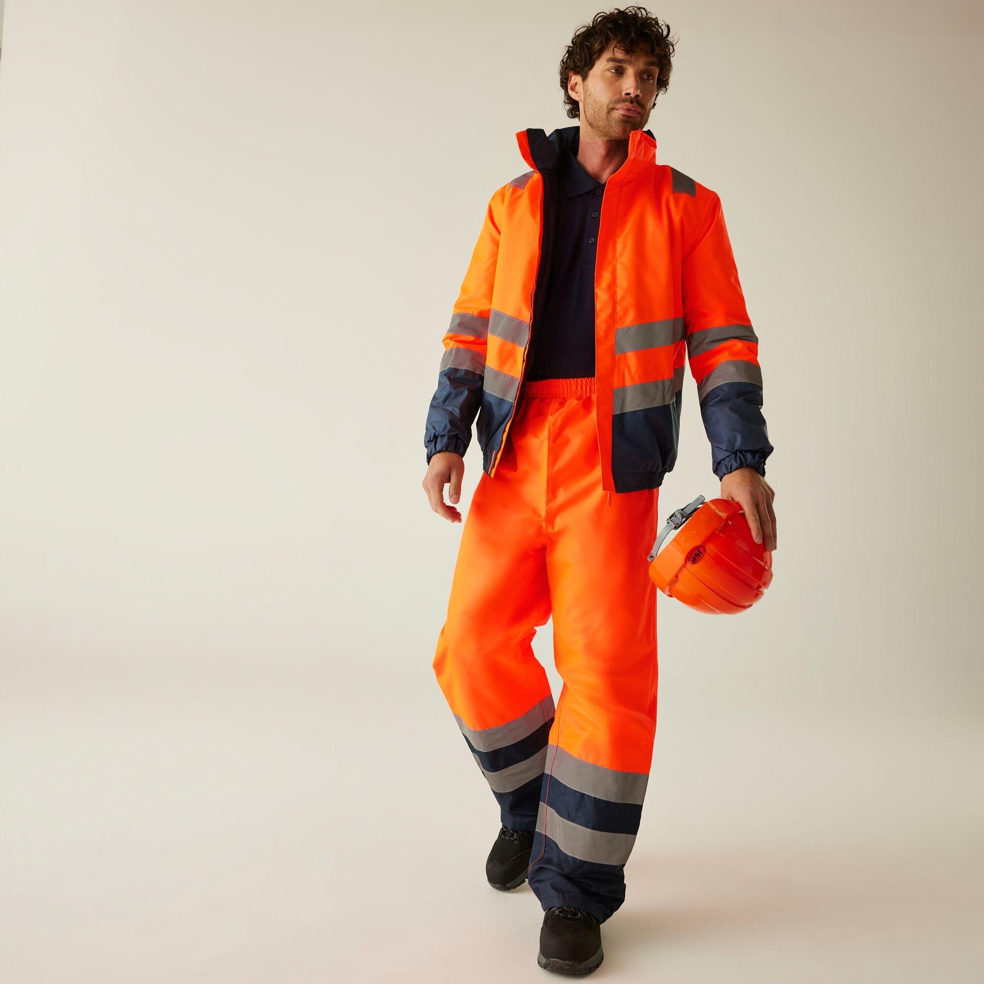 Orange/Navy - Regatta - Waterproof Hi-Vis Bomber Jacket - 3