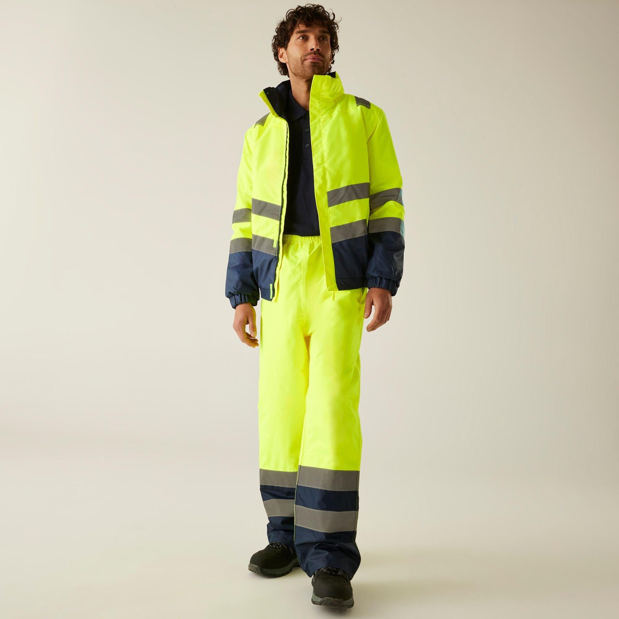 Yellow/Navy - Regatta - Waterproof Hi-Vis Bomber Jacket - 3