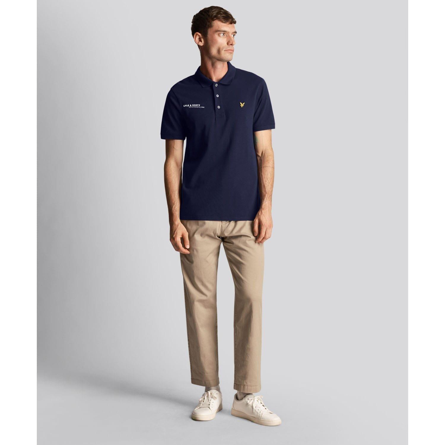 Navy - Lyle and Scott - Co-Ordinate Print Plain Polo Shirt - 2