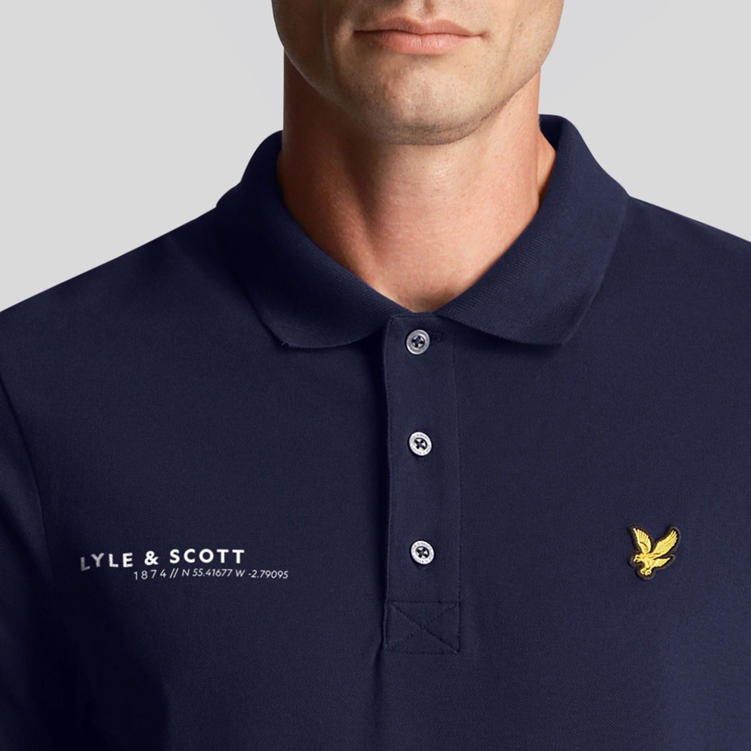 Navy - Lyle and Scott - Co-Ordinate Print Plain Polo Shirt - 4