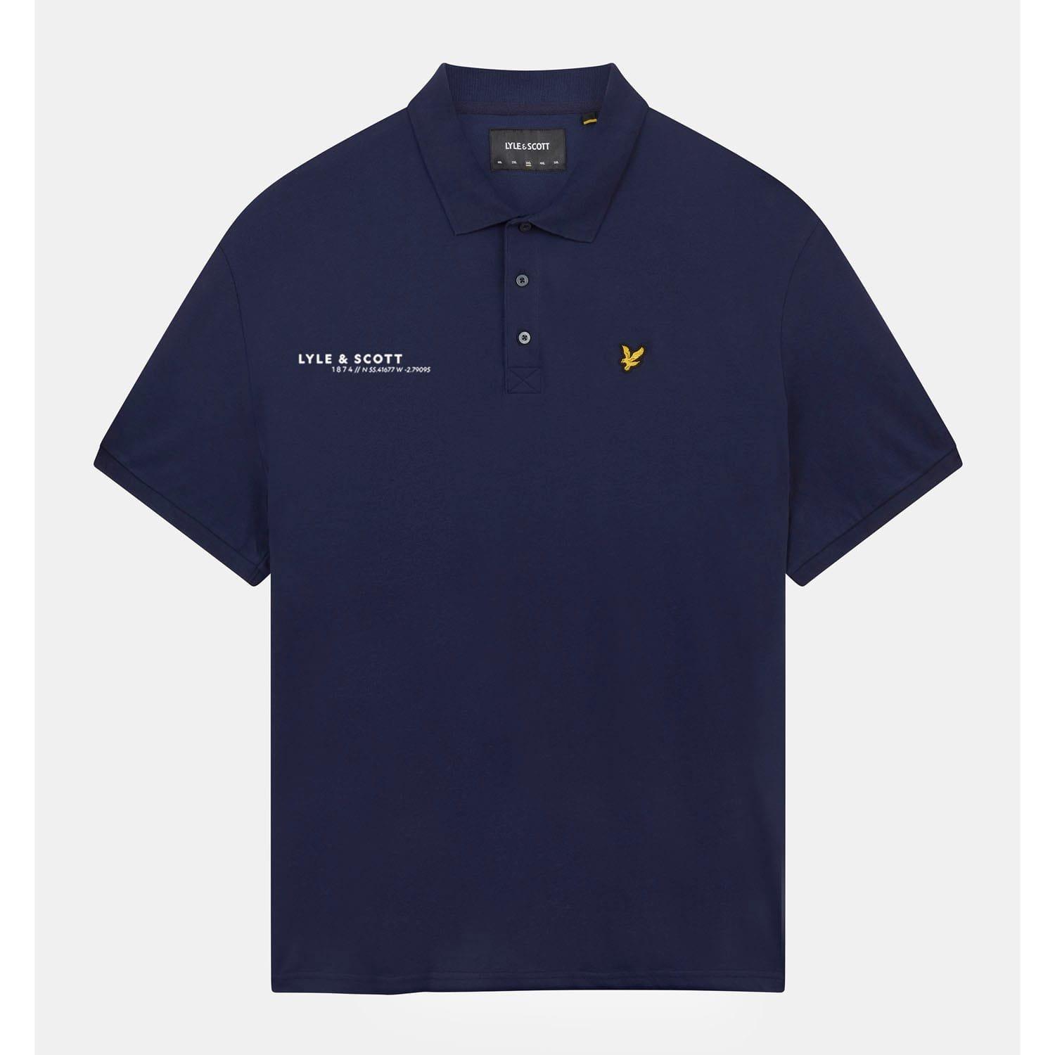 Navy - Lyle and Scott - Co-Ordinate Print Plain Polo Shirt - 5