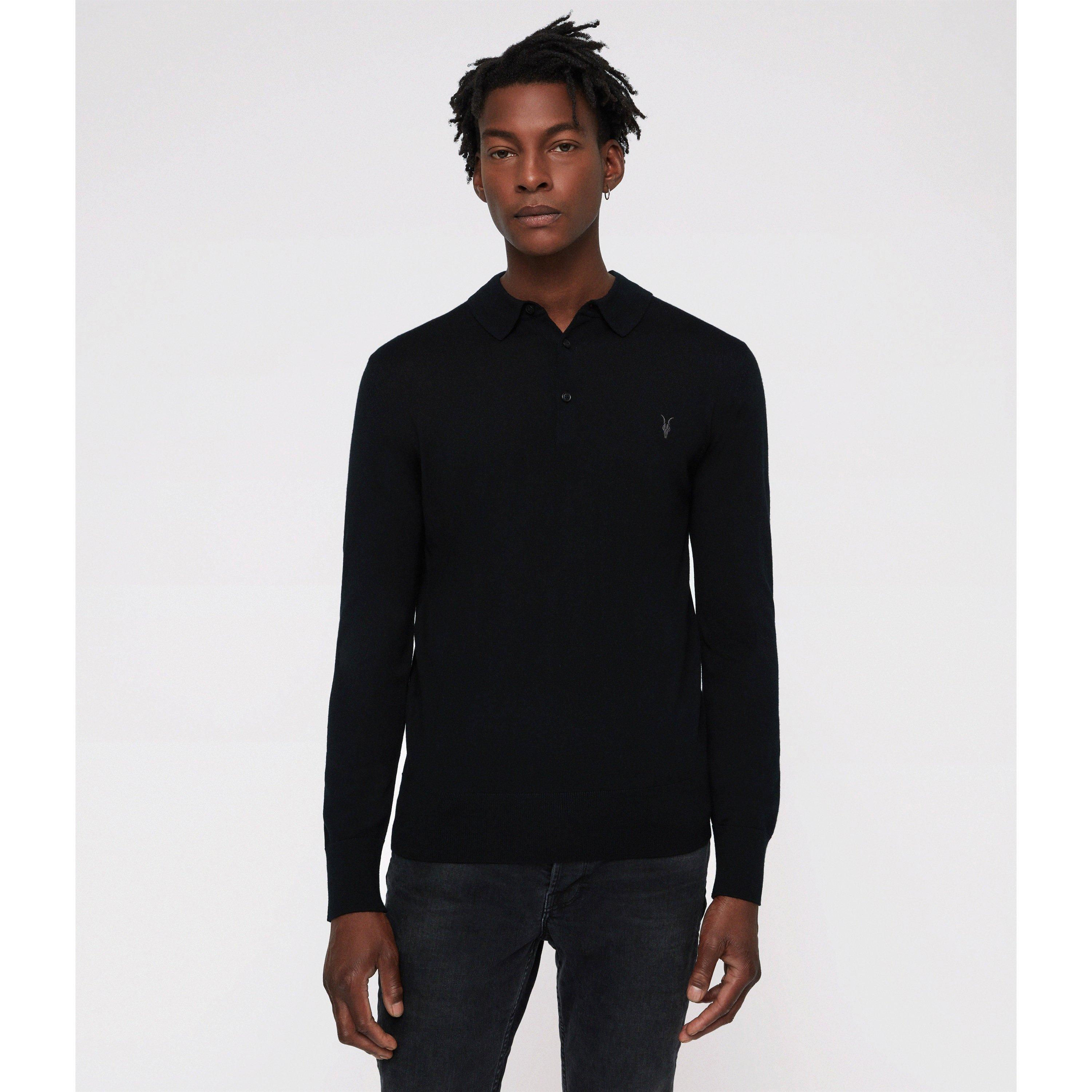 Black - AllSaints - Mode Merino Ls Polo - 2