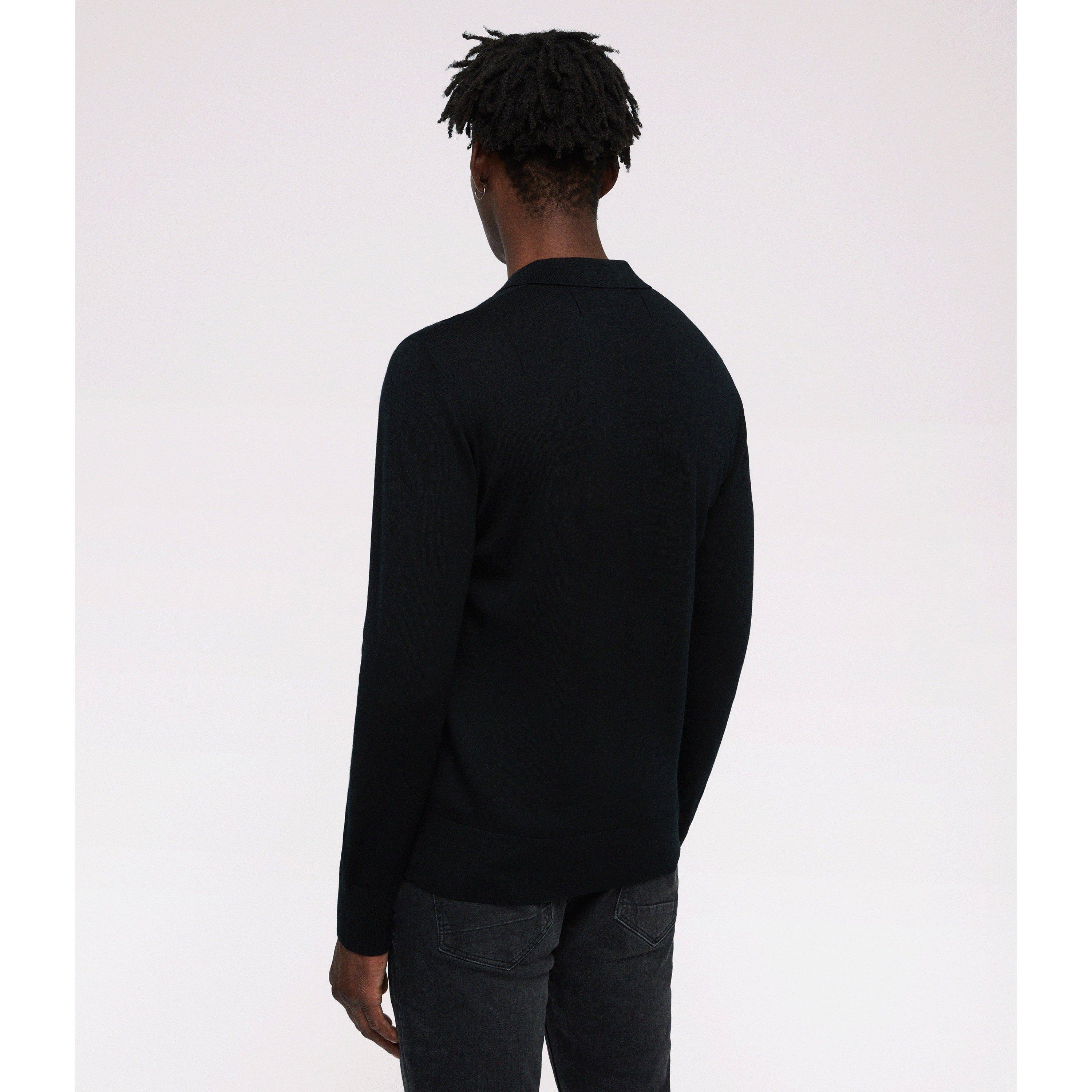 Black - AllSaints - Mode Merino Ls Polo - 3