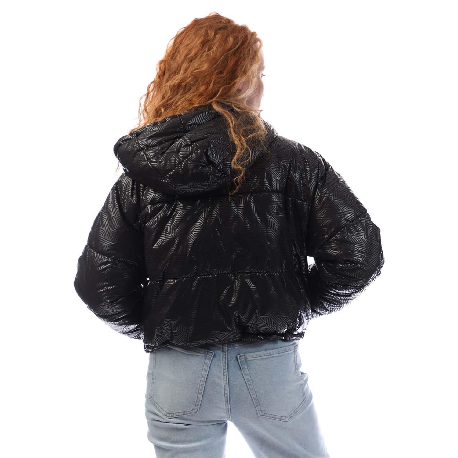 Black - DKNY - Crosswalk-Print Cropped Hooded Jacket - 3