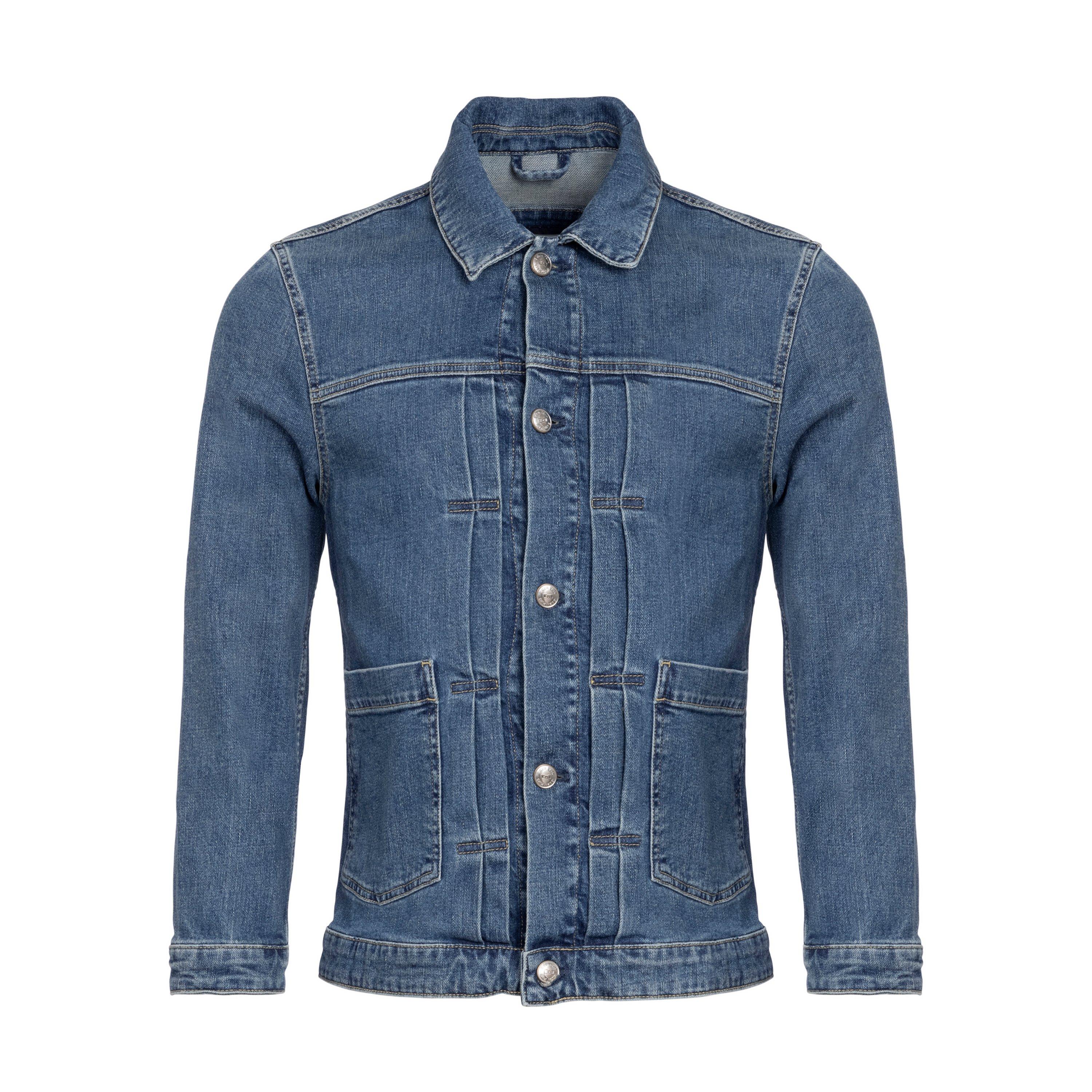 Blf - Eden Park - Men's Blue Denim Cotton Button Front Patch Pocket Jacket - 1