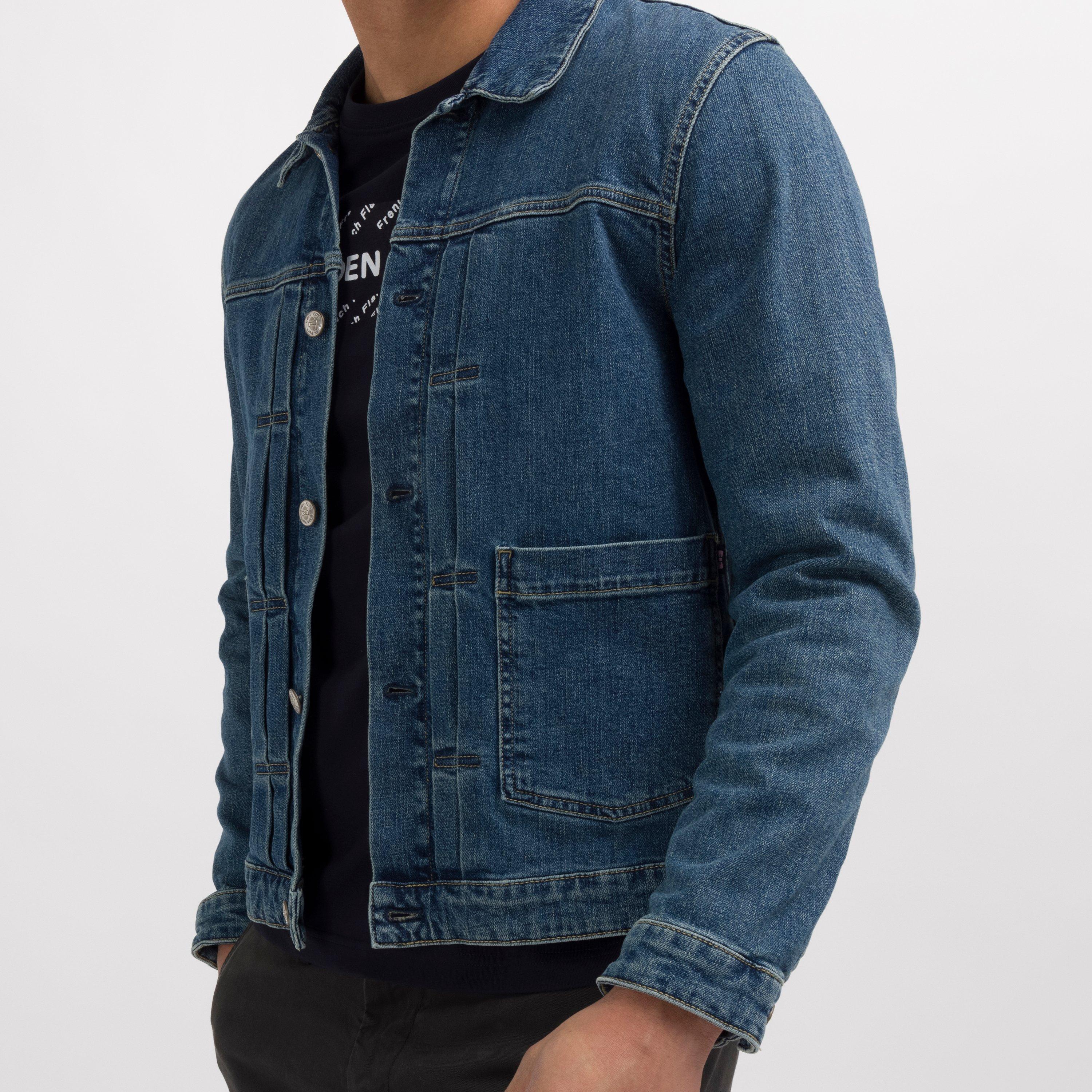 Blf - Eden Park - Men's Blue Denim Cotton Button Front Patch Pocket Jacket - 4