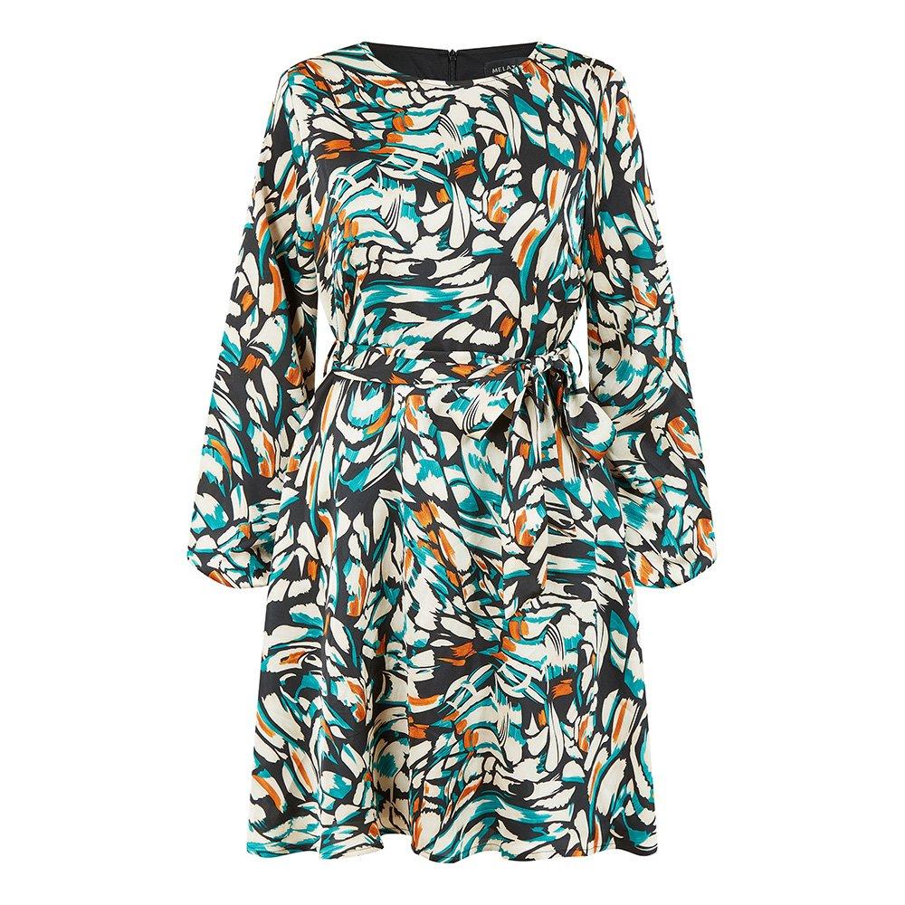 Multi - Mela London - Multicolour Printed Skater Dress - 5