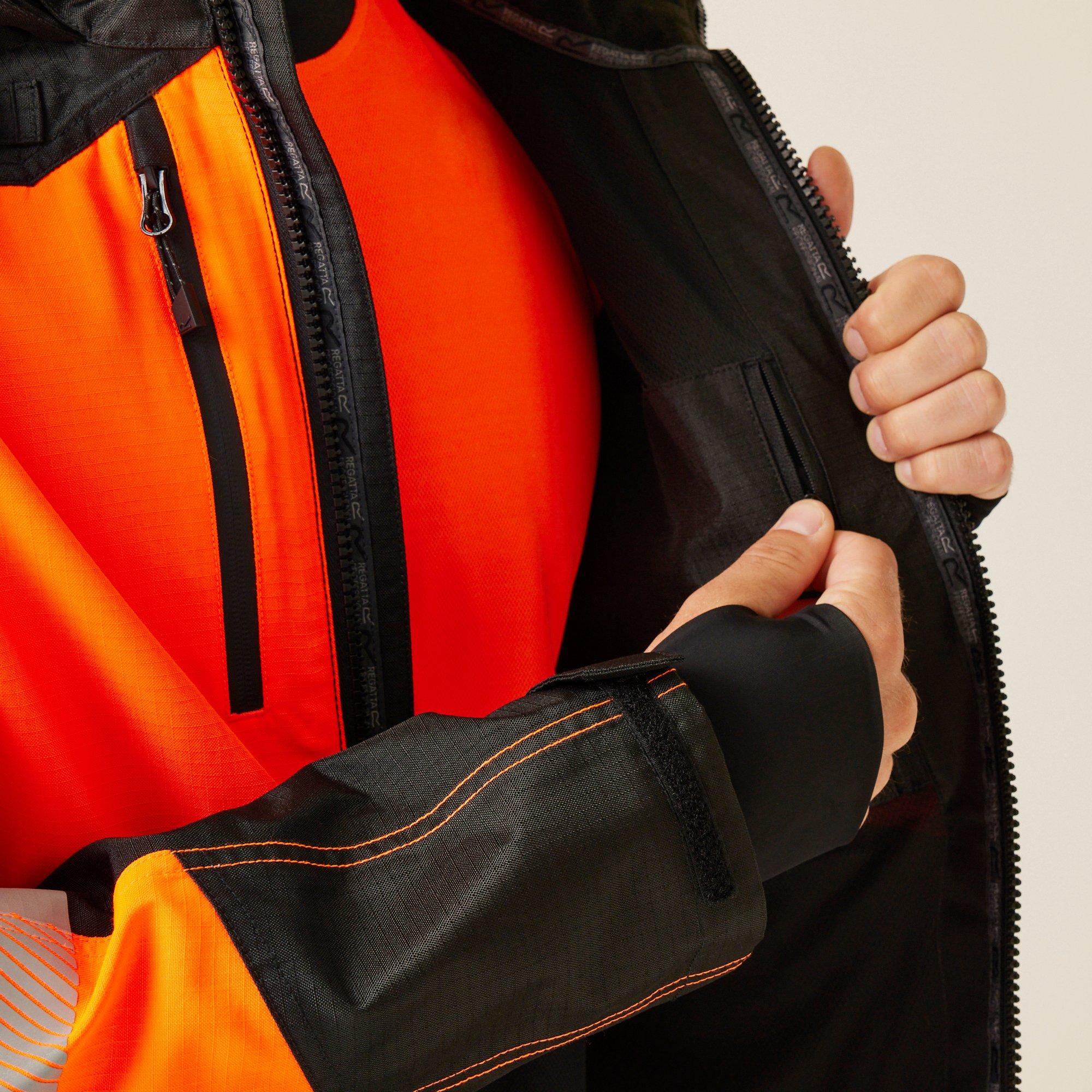 Black/Orange - Regatta - Mens Hi-VIS X-PRO Waterproof Shell Jacket - Class - 4