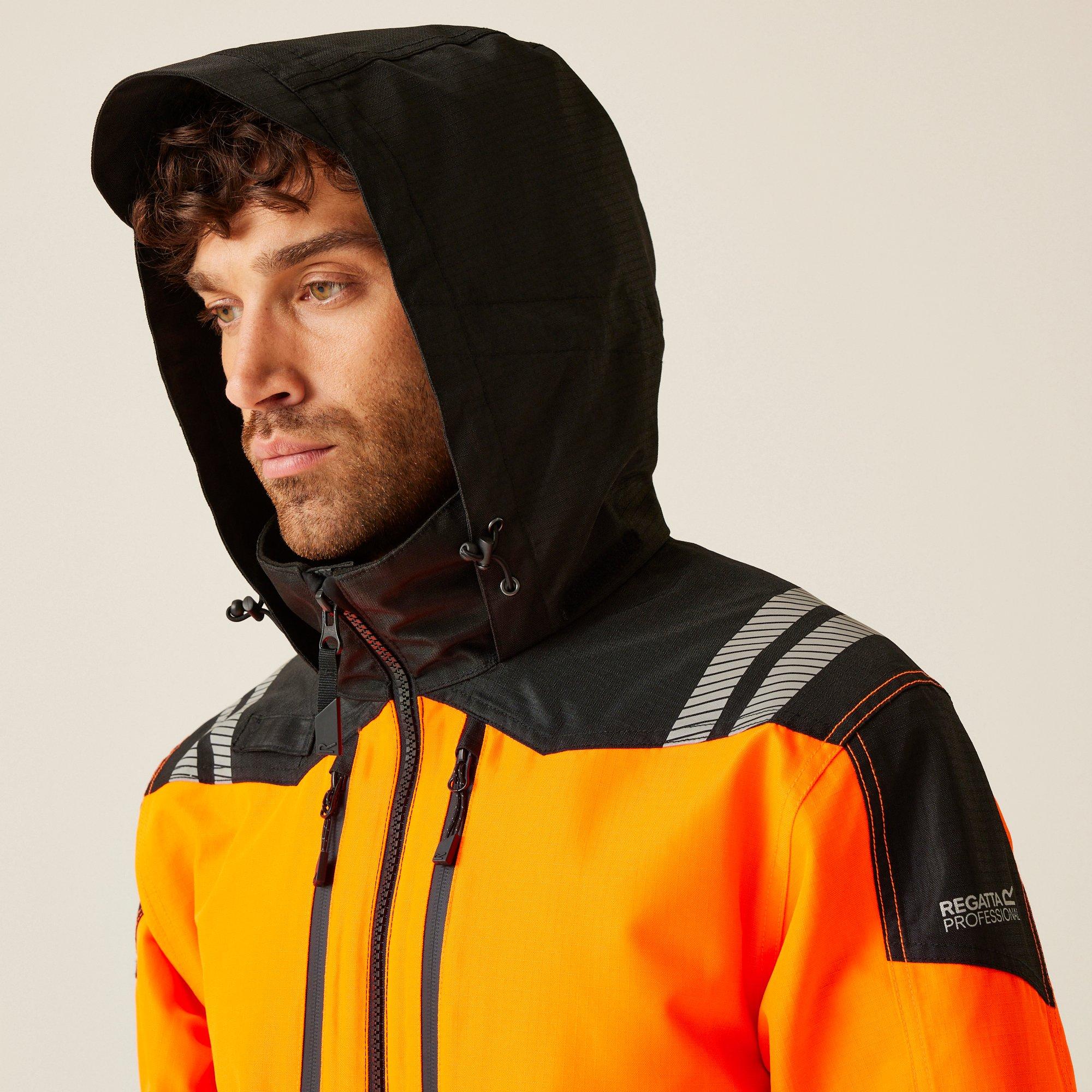 Black/Orange - Regatta - Mens Hi-VIS X-PRO Waterproof Shell Jacket - Class - 8