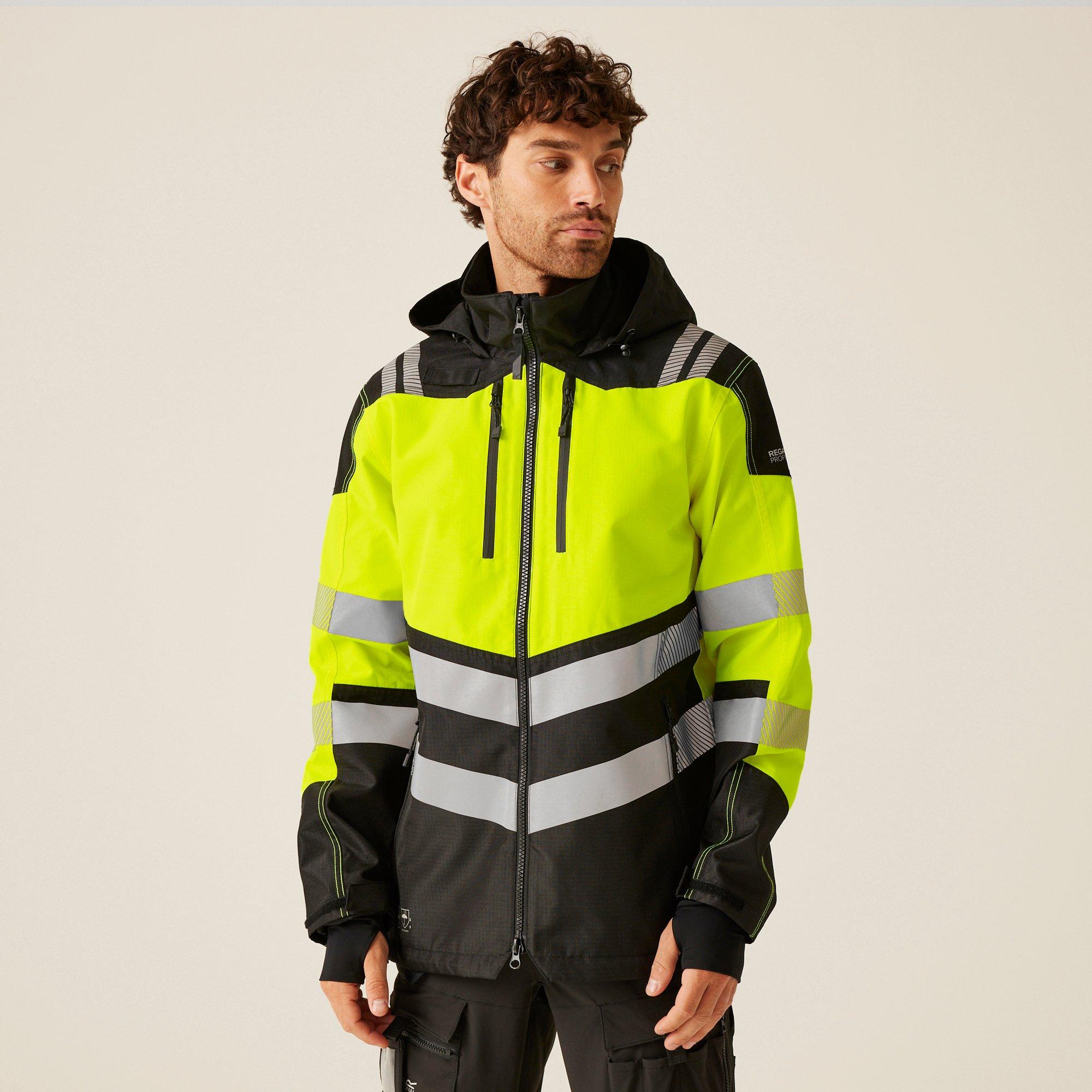 Regatta Men's Hi-Vis X-Pro Waterproof Shell Jacket - Class - Black/Yellow - 4XL