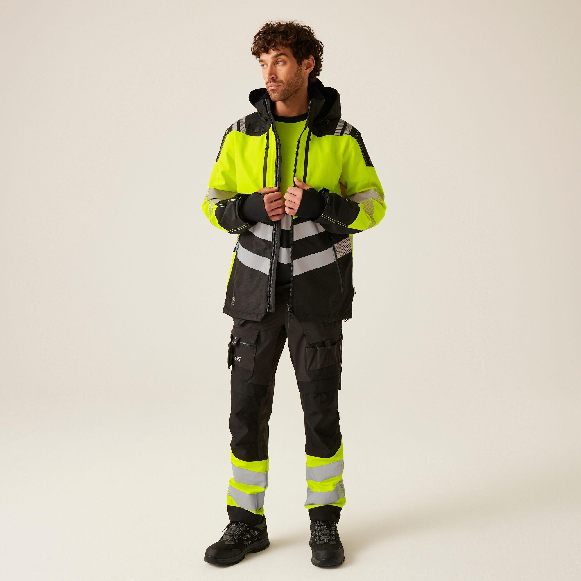 Black/Yellow - Regatta - Mens Hi-VIS X-PRO Waterproof Shell Jacket - Class - 3