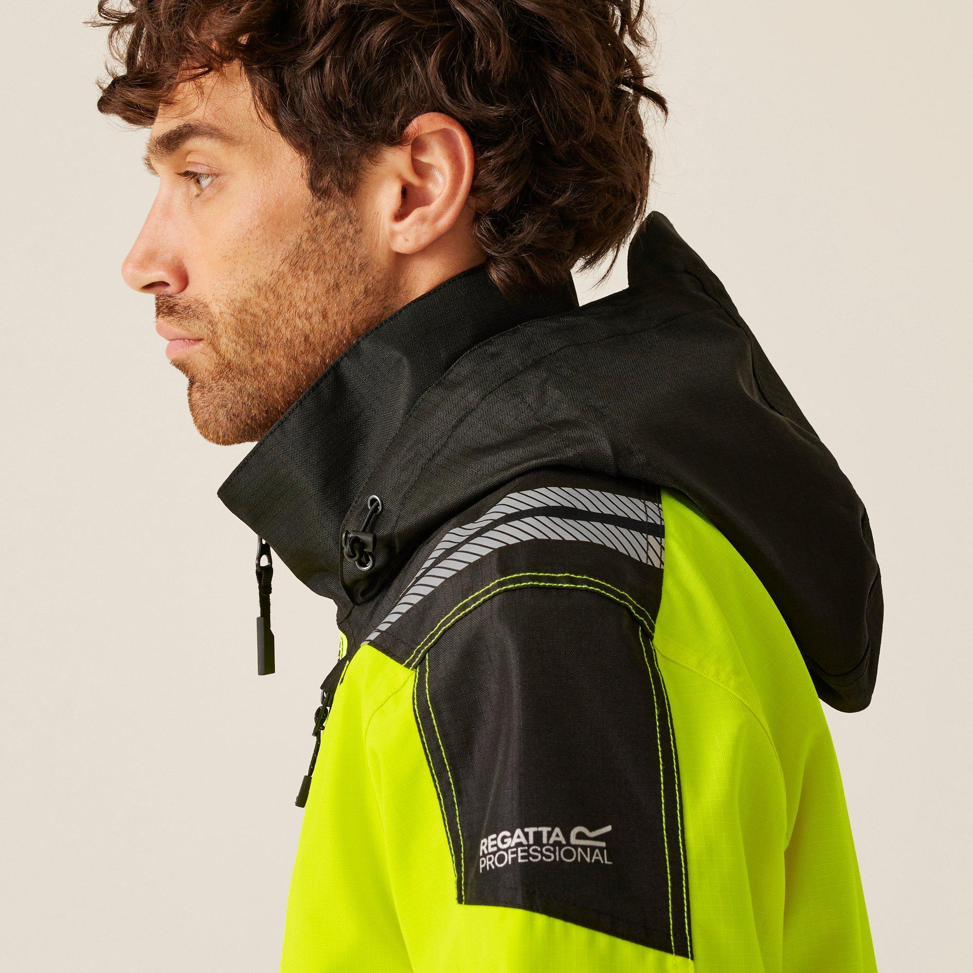 Black/Yellow - Regatta - Mens Hi-VIS X-PRO Waterproof Shell Jacket - Class - 6