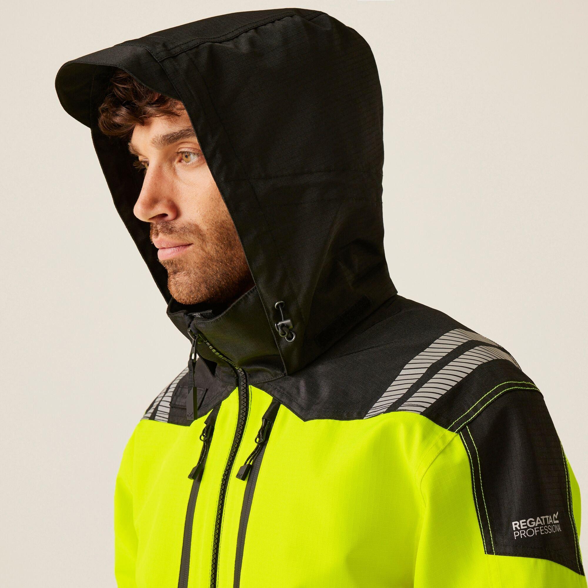 Black/Yellow - Regatta - Mens Hi-VIS X-PRO Waterproof Shell Jacket - Class - 8
