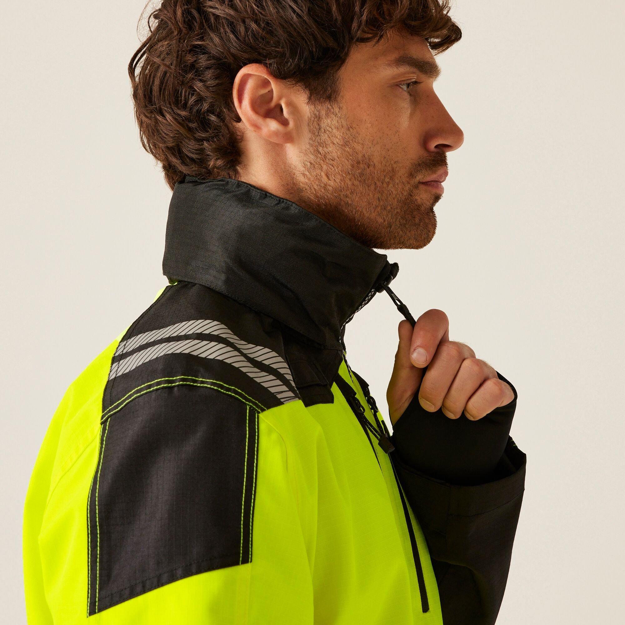 Black/Yellow - Regatta - Mens Hi-VIS X-PRO Waterproof Shell Jacket - Class - 9