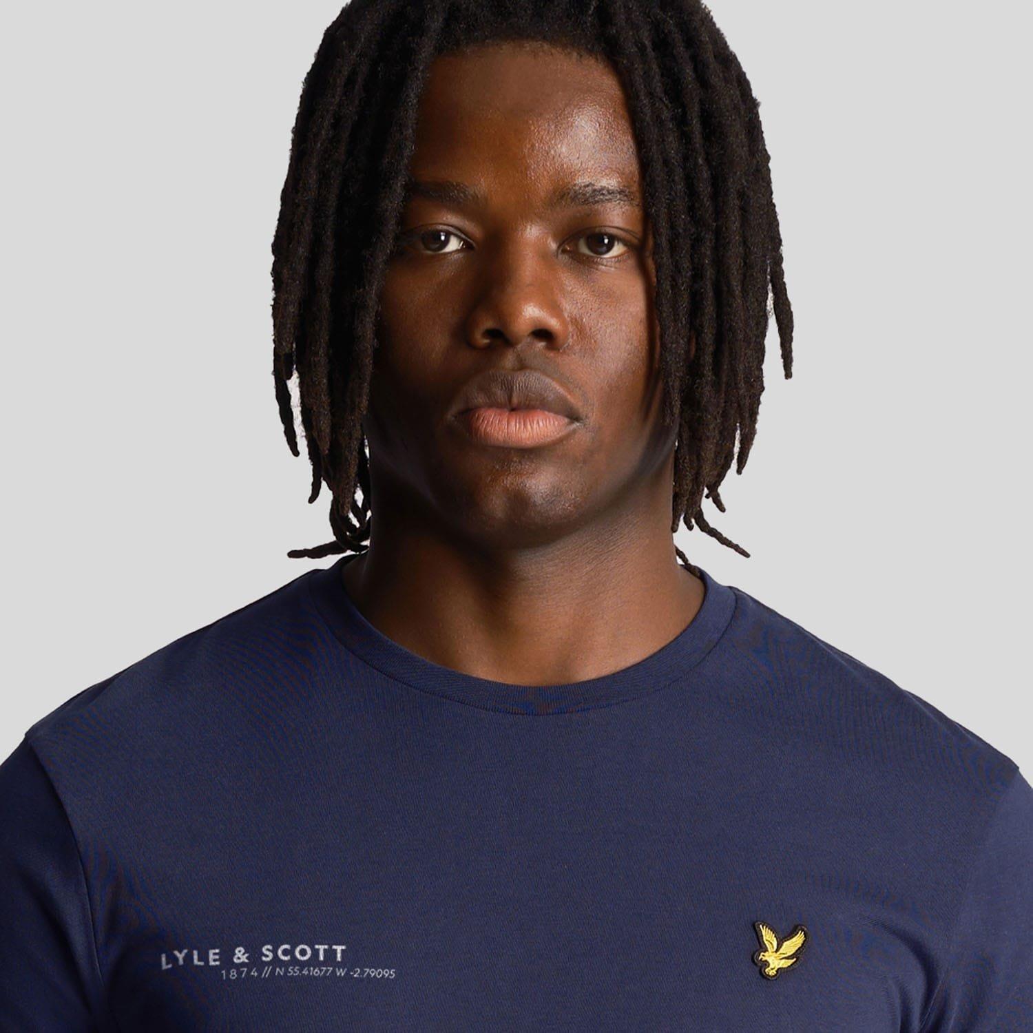 Navy - Lyle and Scott - Co-Ordinate Print Plain Long Sleeve T-Shirt - 4