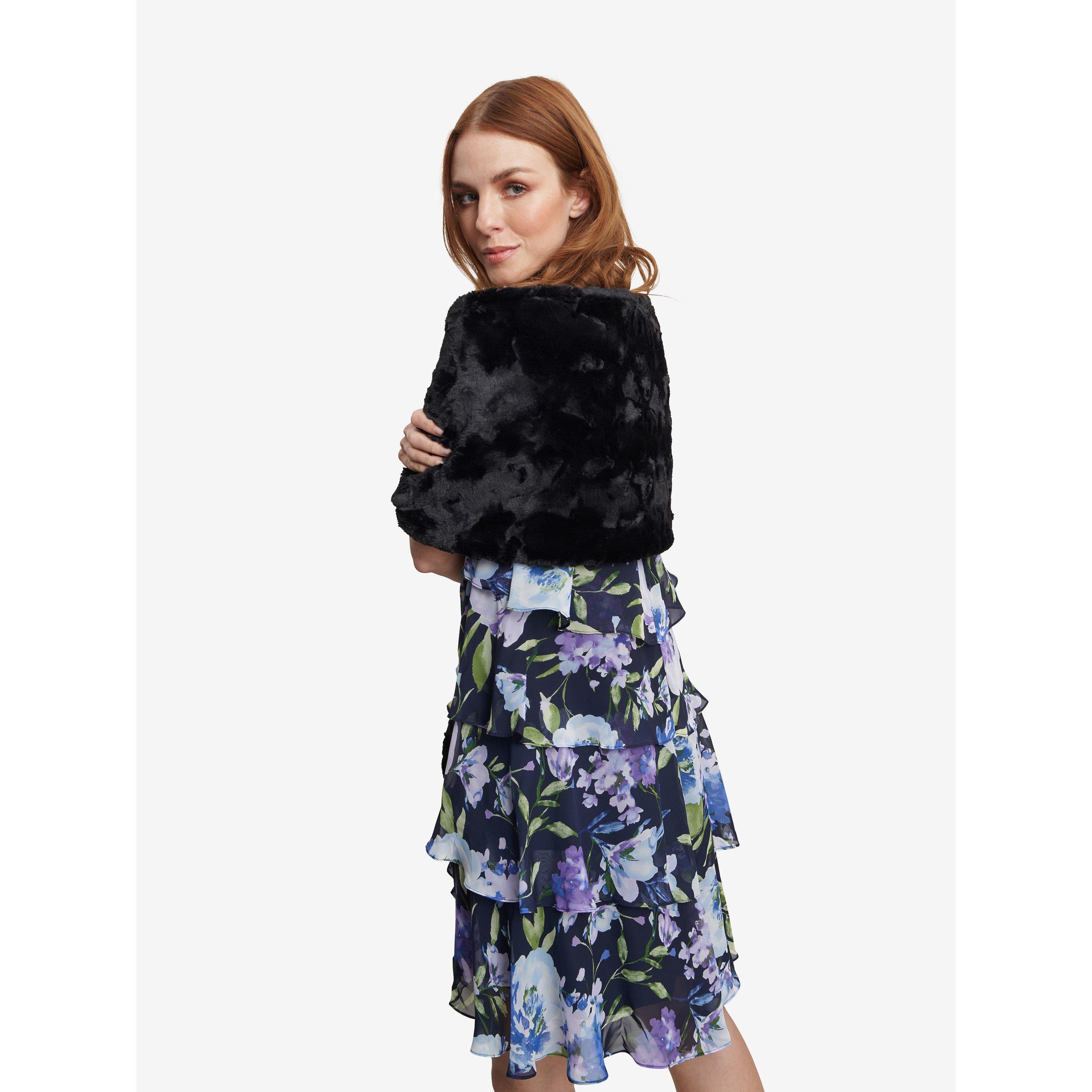 Black - Gina Bacconi - Women's Deanne Pull Through Faux-Fur Wrap - 2