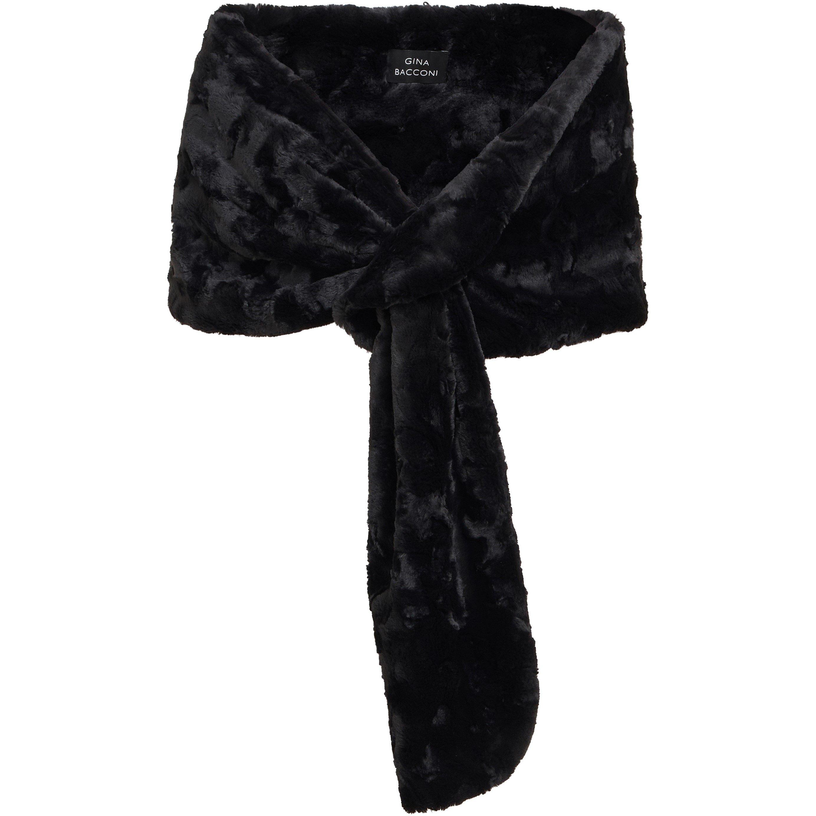 Black - Gina Bacconi - Women's Deanne Pull Through Faux-Fur Wrap - 4