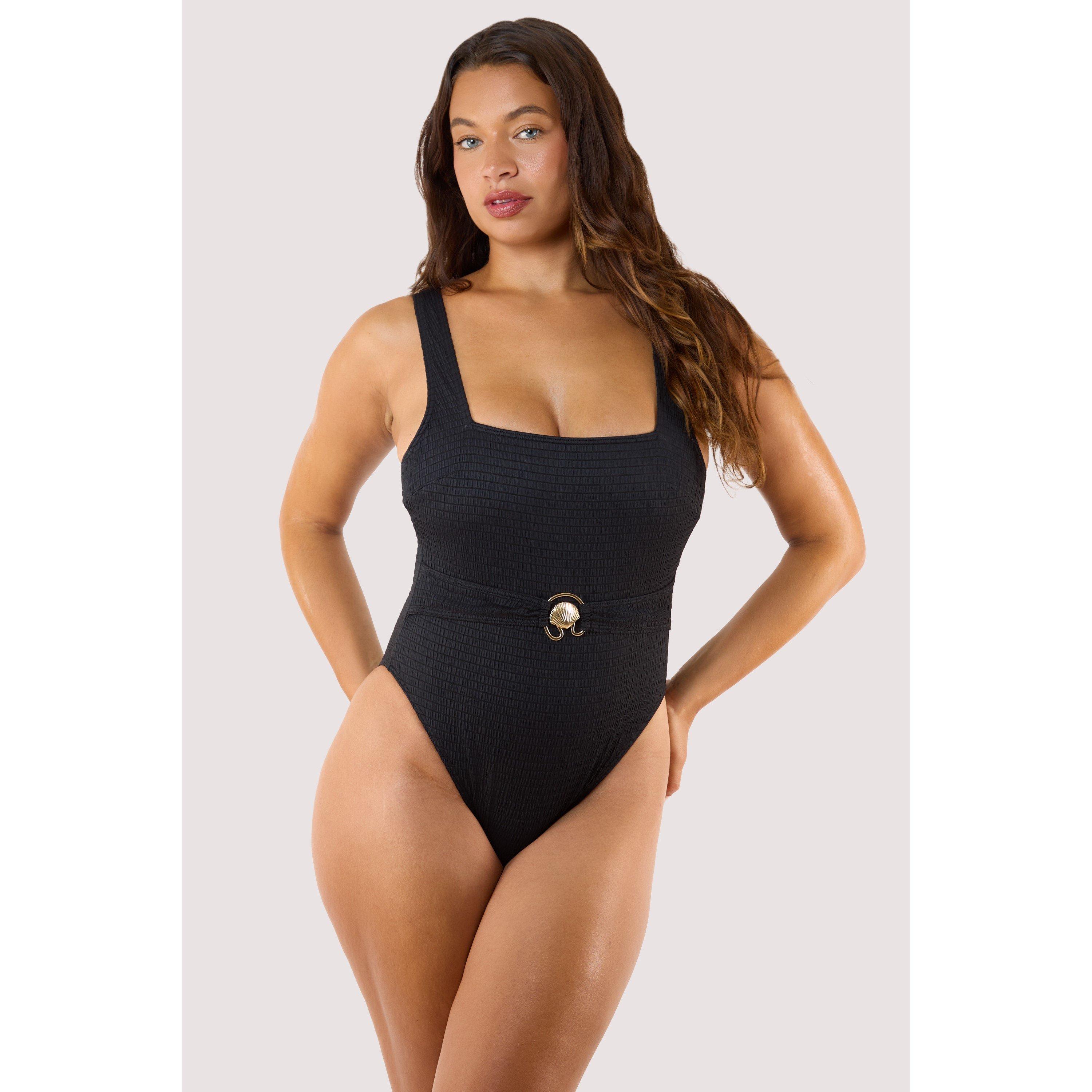 Black - Wolf and Whistle - Onyx Black Textured Swimsuit - 3