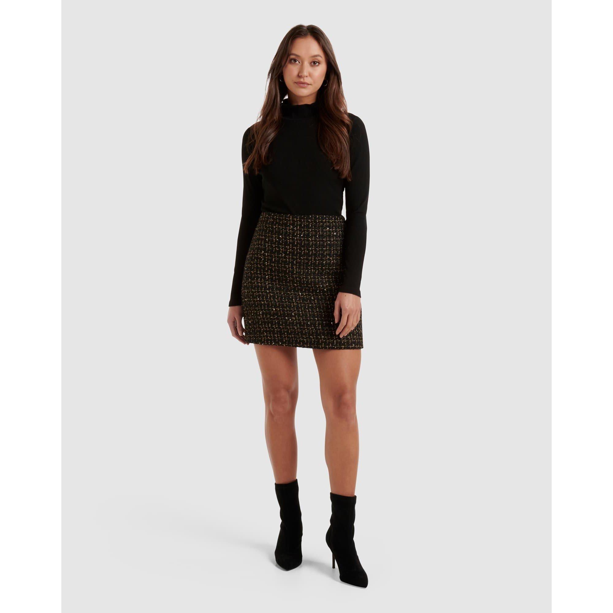 Black / Gold Me - Forever New - Lara Boucle Mini Skirt - 2
