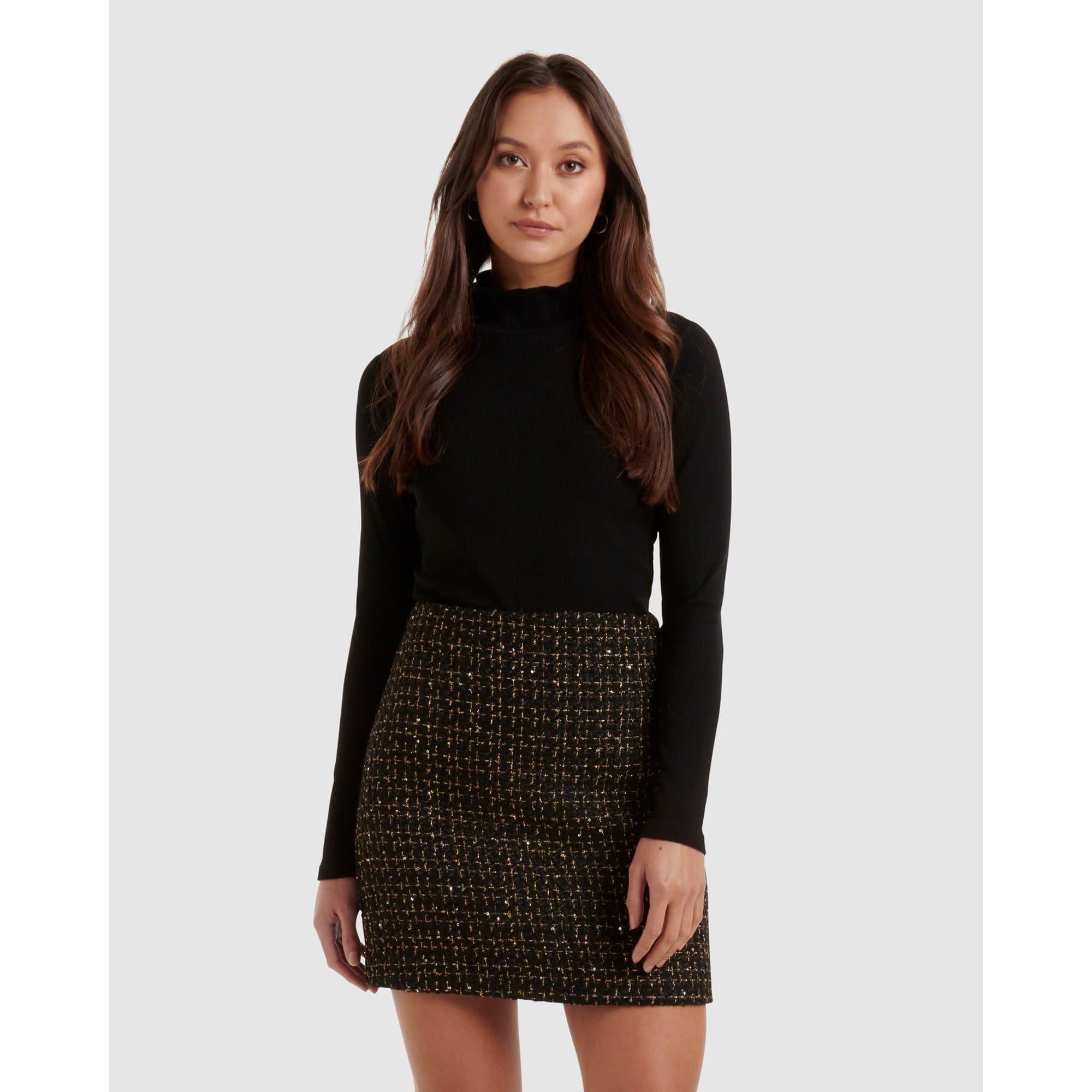 Black / Gold Me - Forever New - Lara Boucle Mini Skirt - 3