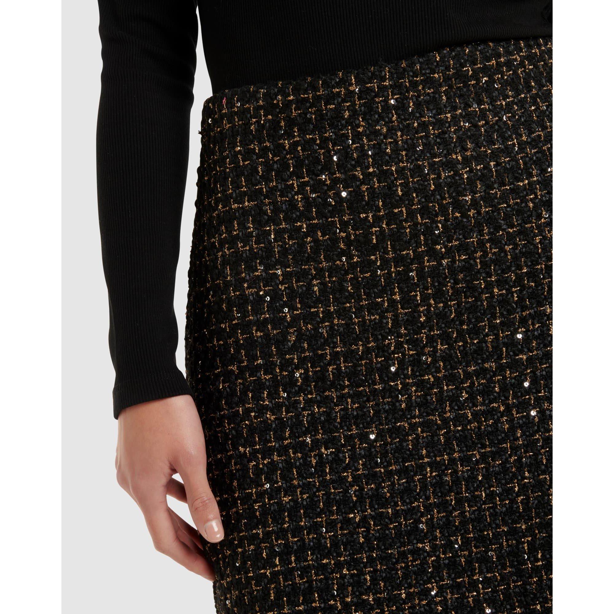 Black / Gold Me - Forever New - Lara Boucle Mini Skirt - 4