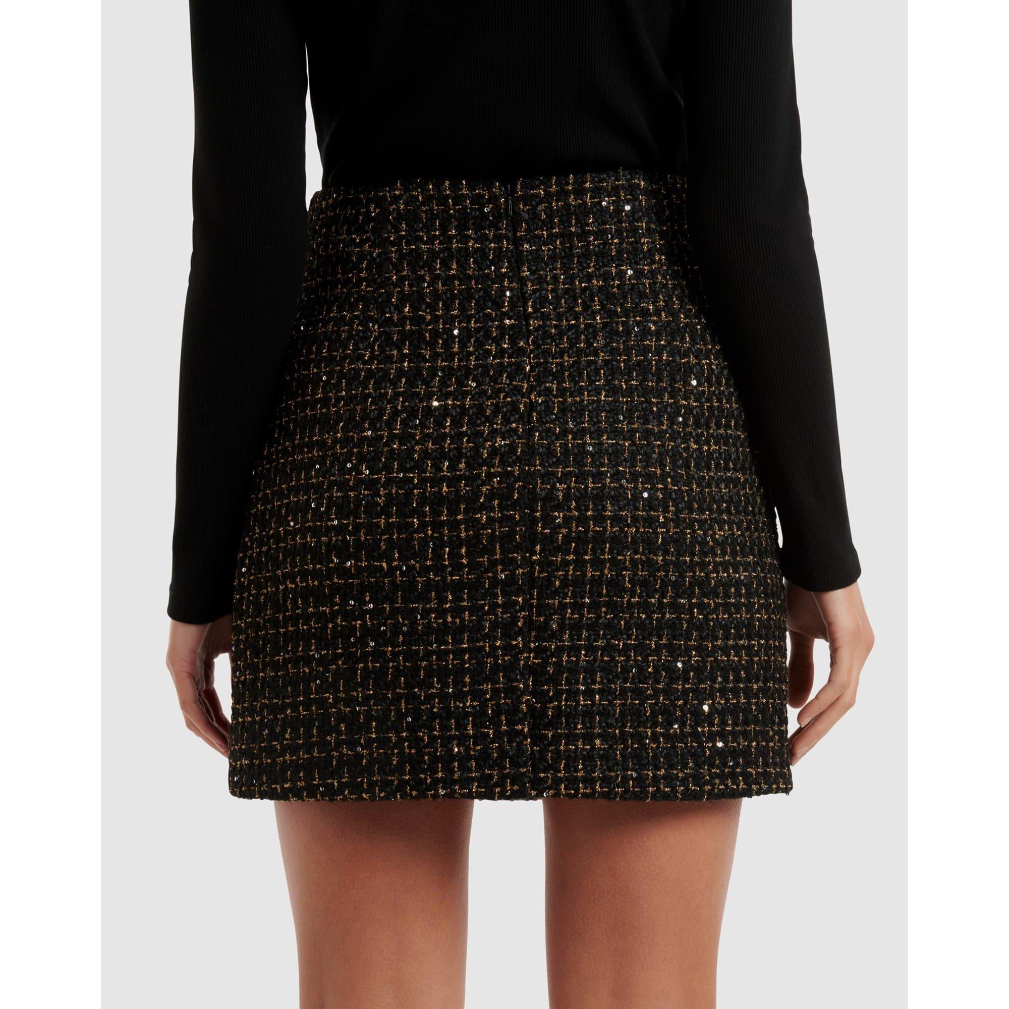 Black / Gold Me - Forever New - Lara Boucle Mini Skirt - 6