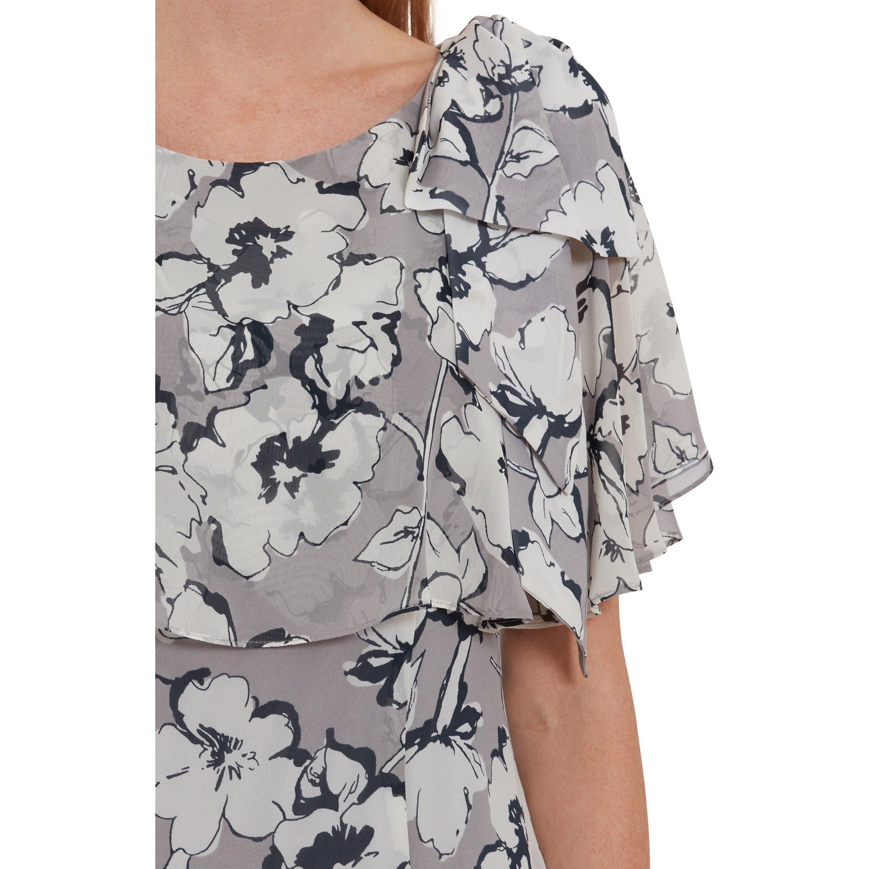 Grey - Gina Bacconi - Mahra Floral Chiffon Dress - 4