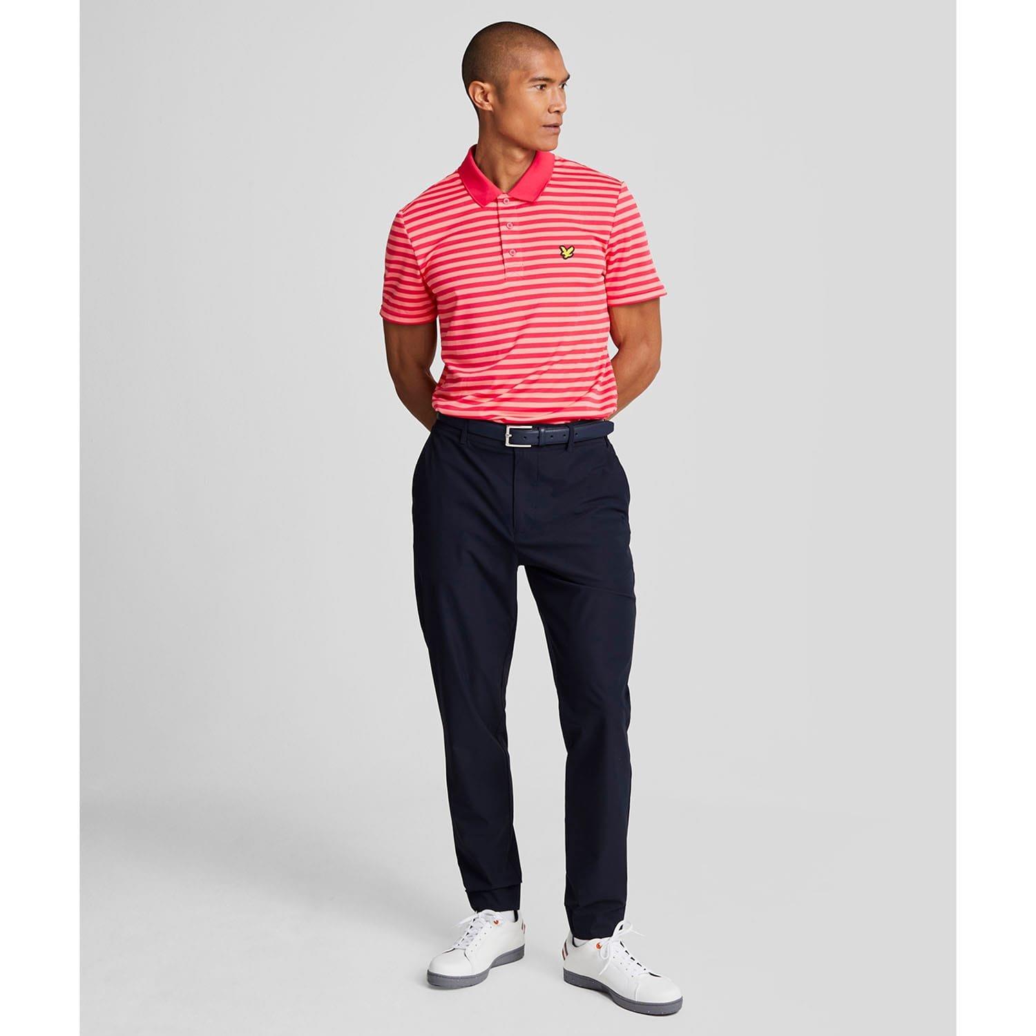 Red - Lyle and Scott - Golf Broad Stripe Polo Shirt - 2