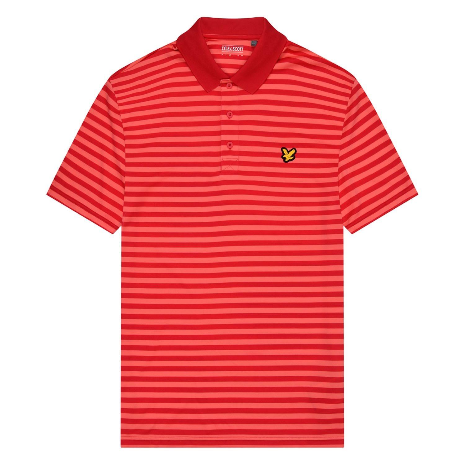 Red - Lyle and Scott - Golf Broad Stripe Polo Shirt - 5